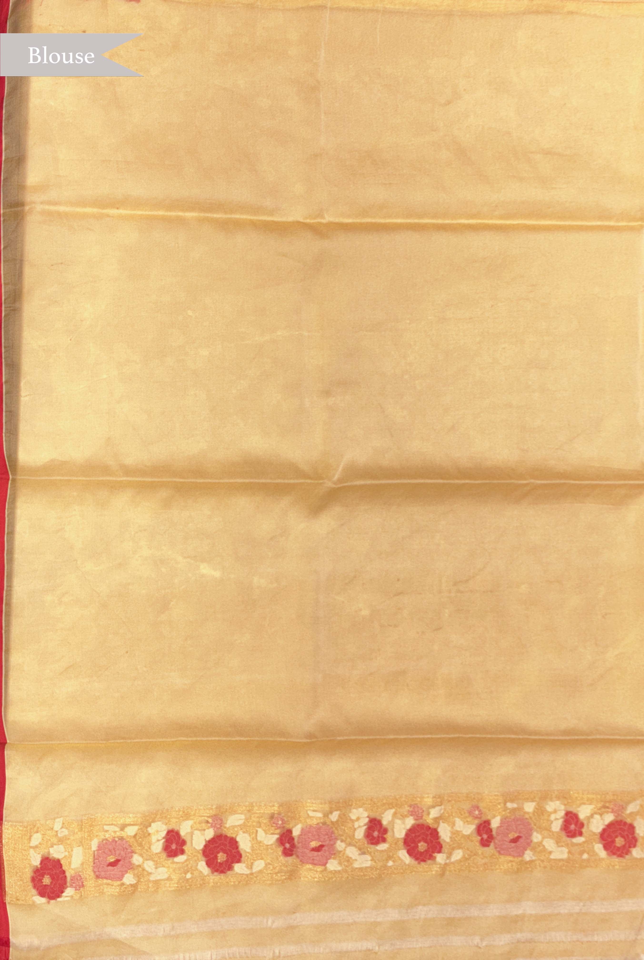 Pastel Yellow Kora Jamdhani Saree
