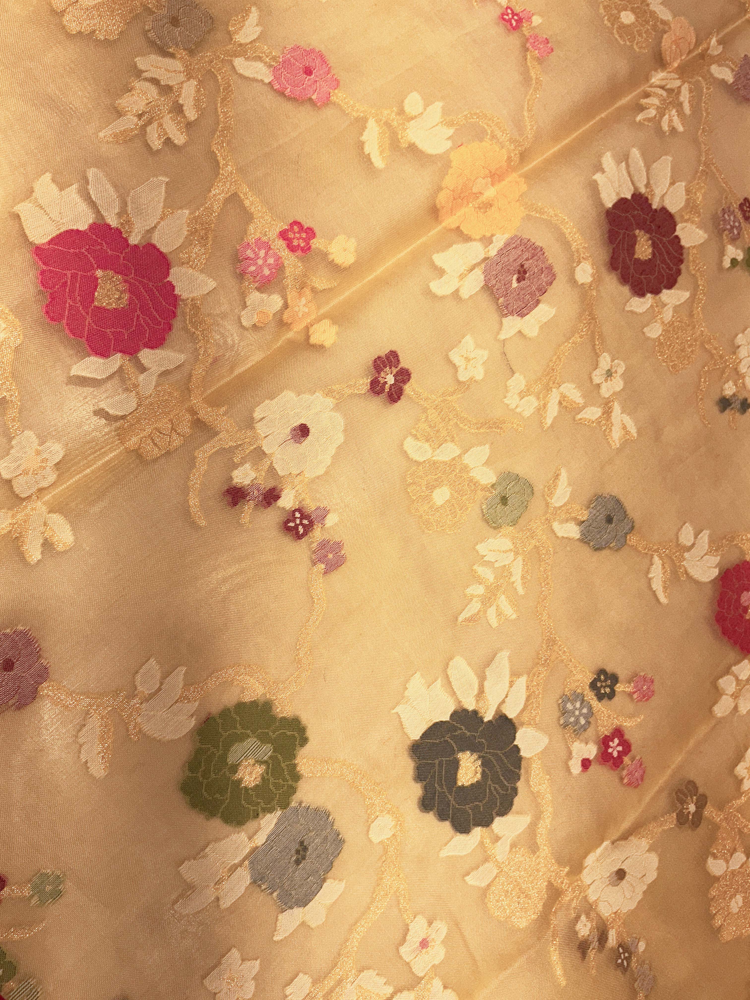 Pastel Yellow Kora Jamdhani Saree