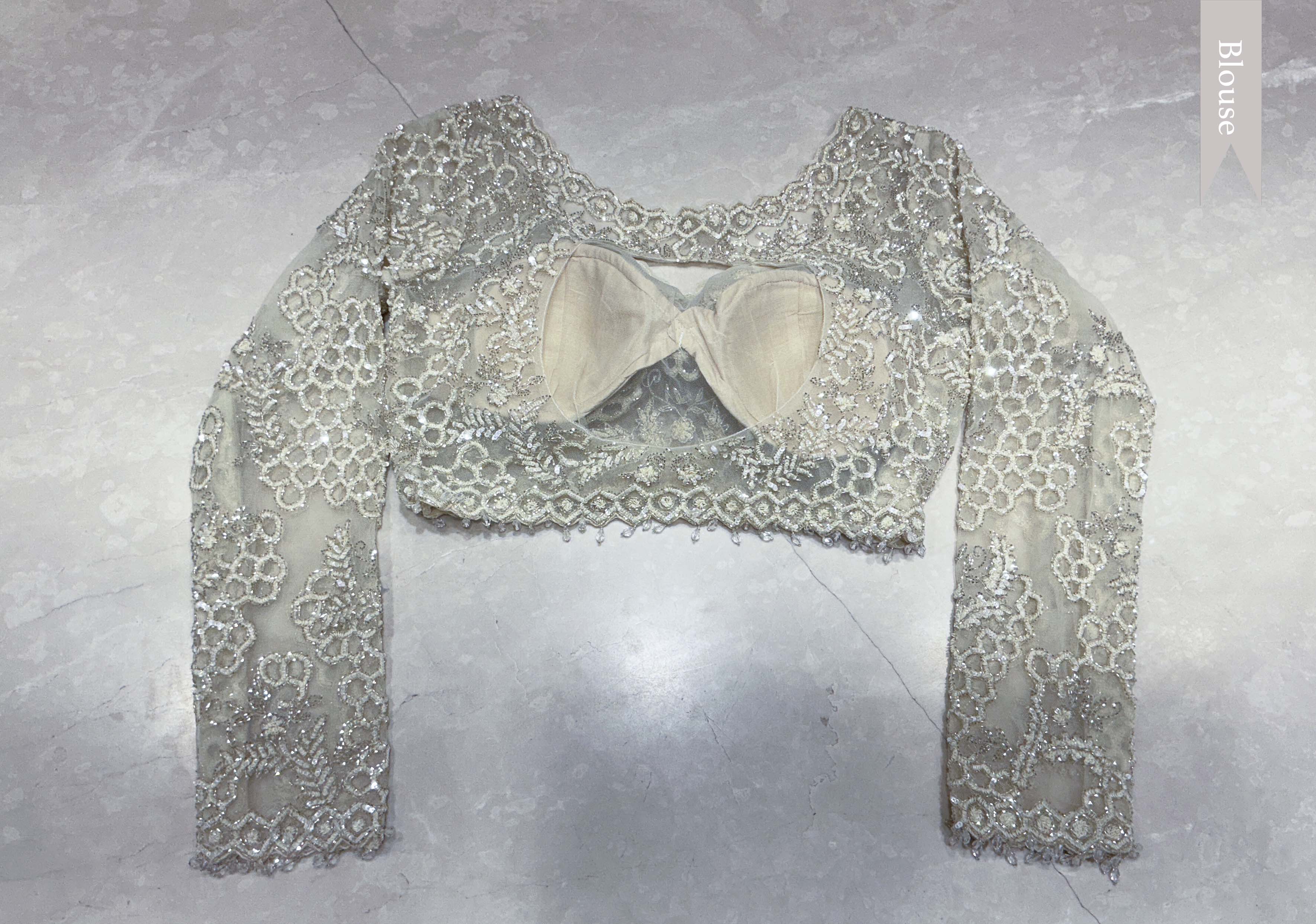 Ivory Net Designer Saree