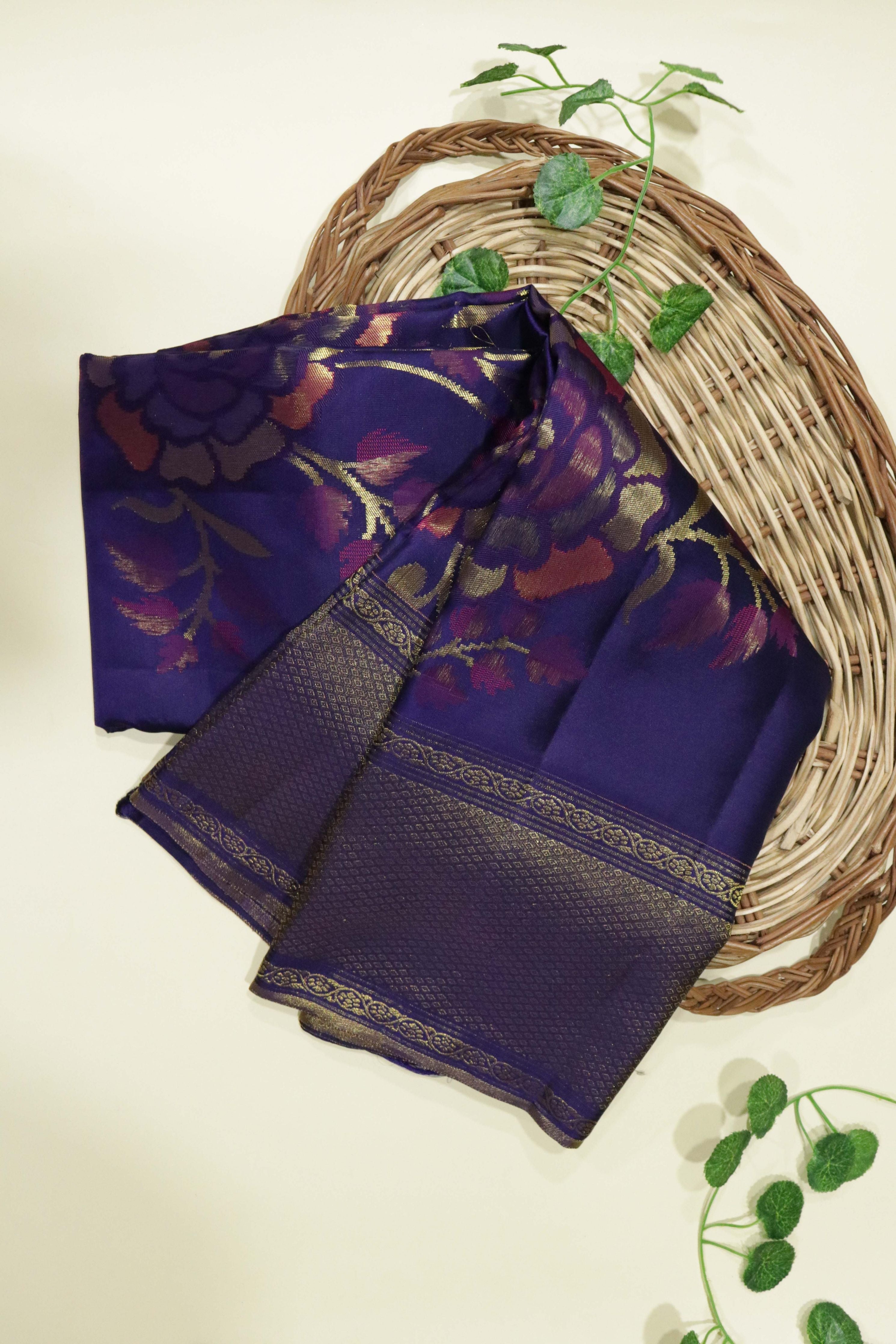 Royal Blue Kanchipuram Silk Saree - Mokshaa