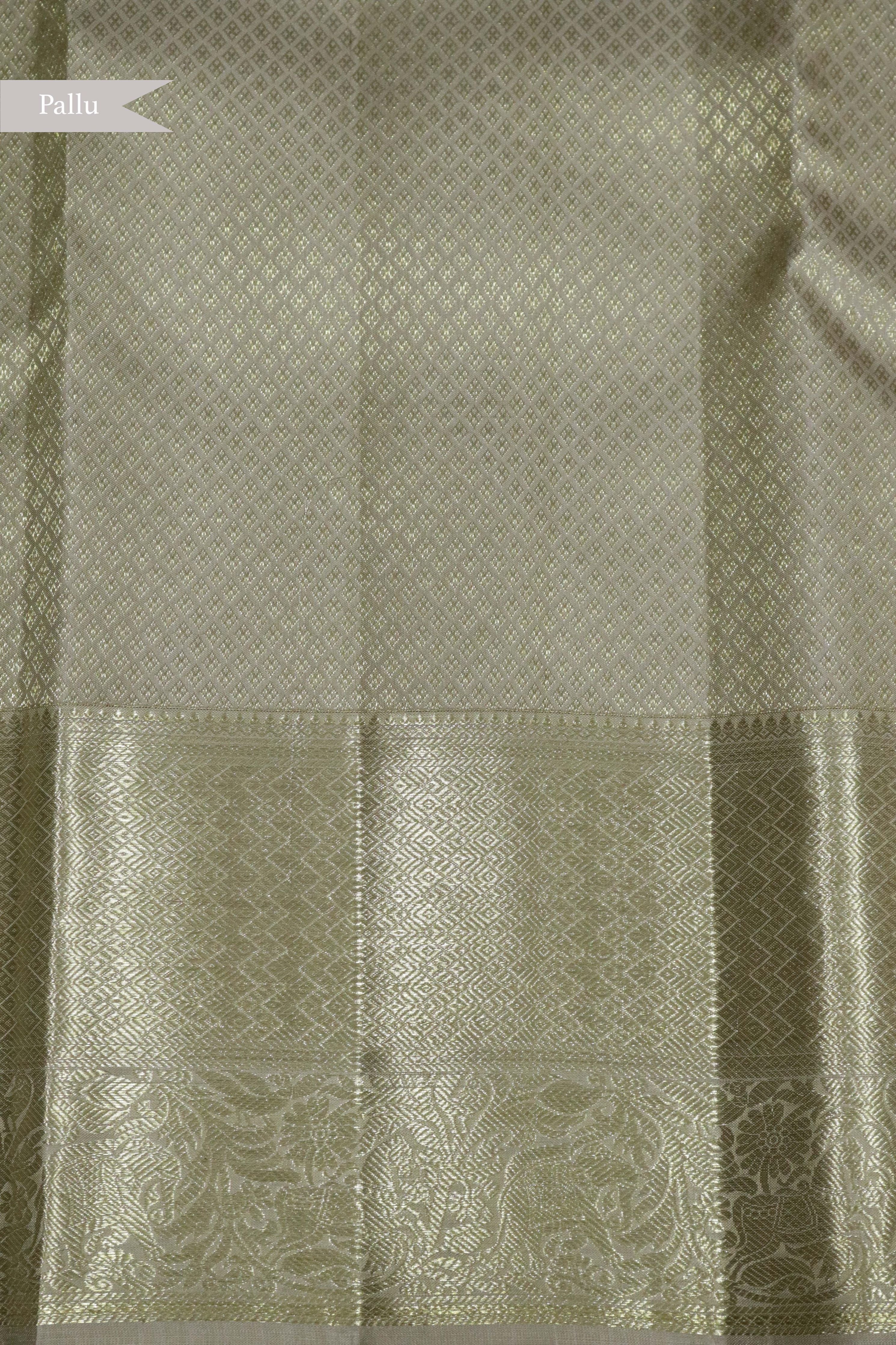 Light Grey Kanchipuram Silk Saree with Fancy Zari Weaving - Mokshaa