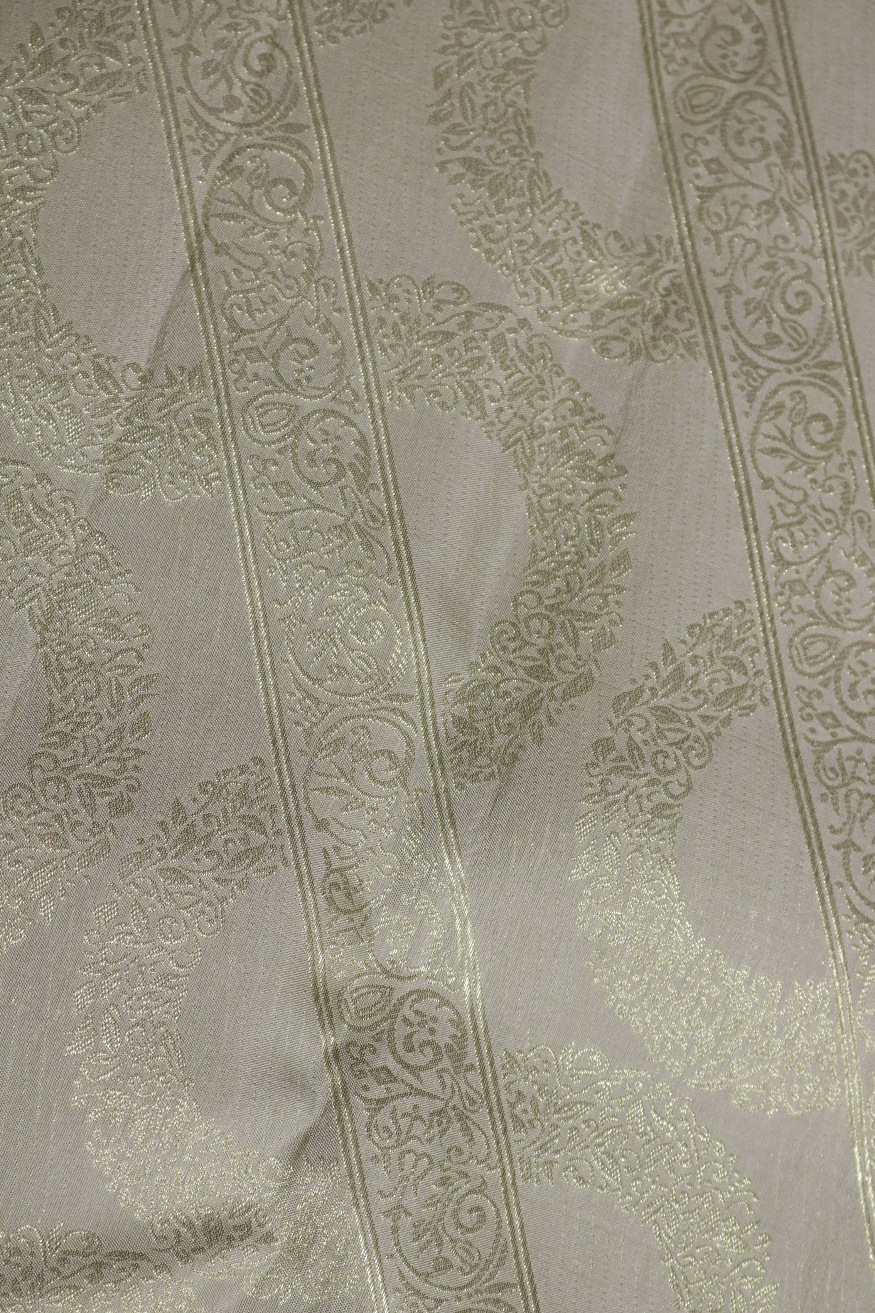 Light Grey Kanchipuram Silk Saree with Fancy Zari Weaving - Mokshaa