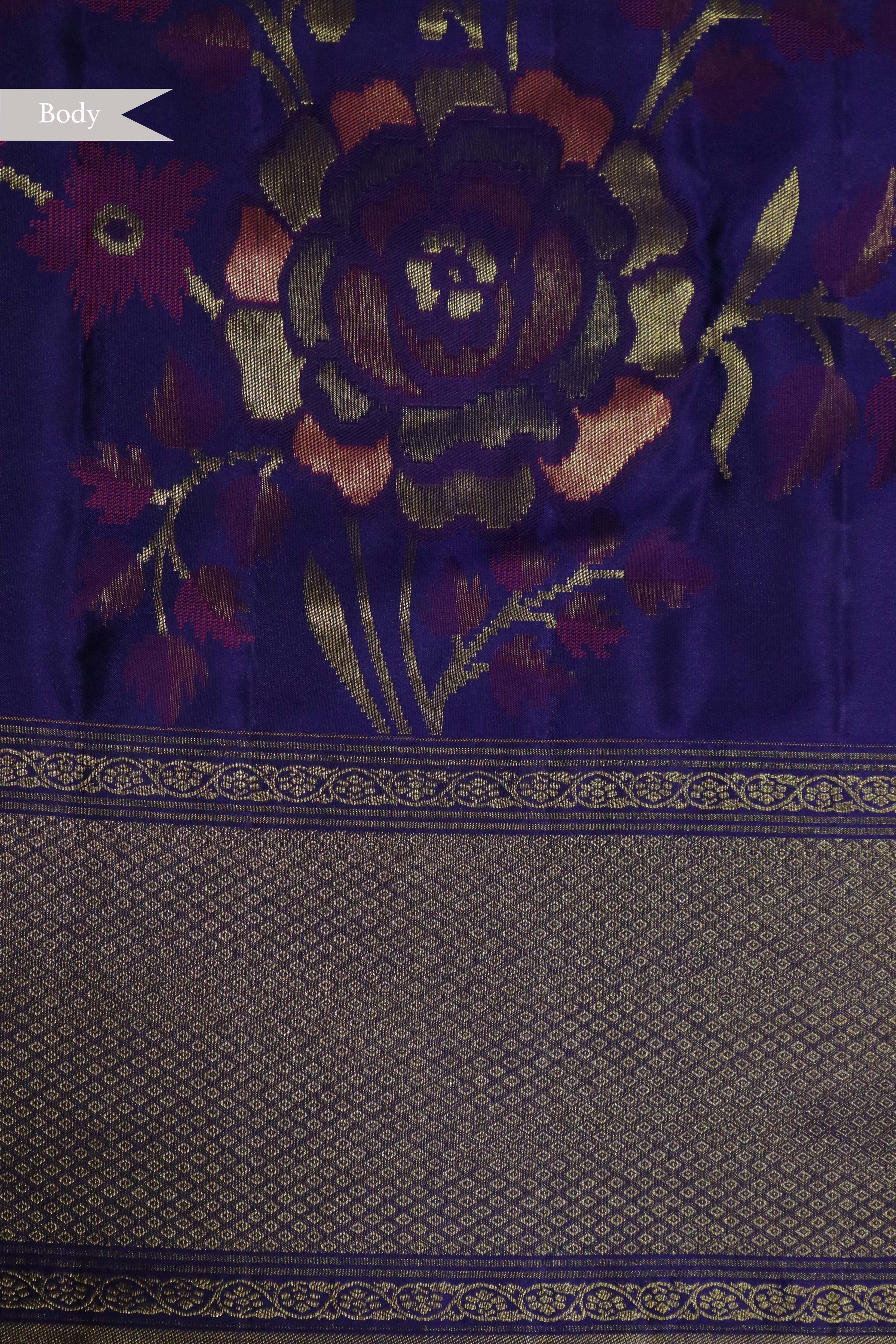 Royal Blue Kanchipuram Silk Saree - Mokshaa