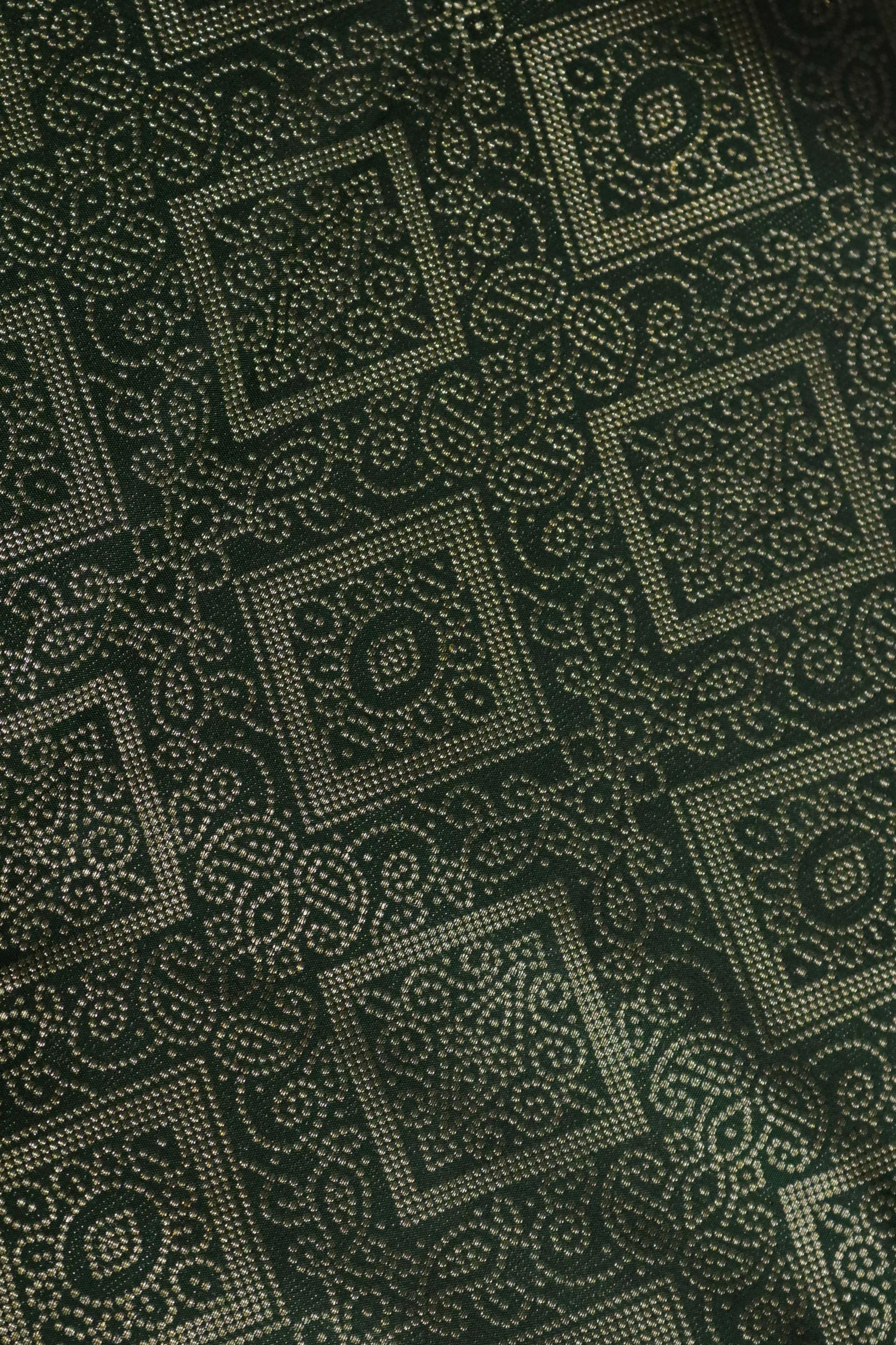 Bottle Green Kanchipuram Silk Saree - Mokshaa