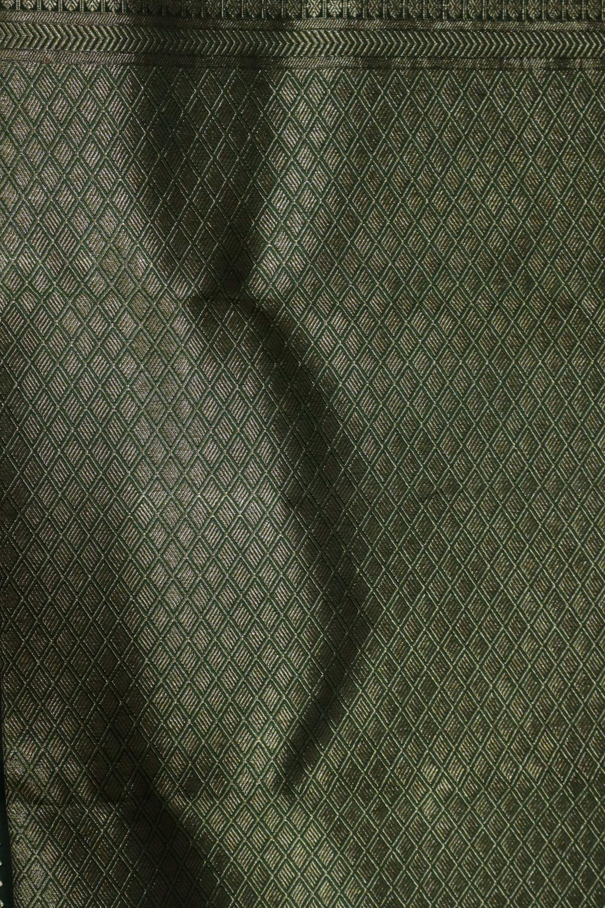 Bottle Green Kanchipuram Silk Saree - Mokshaa