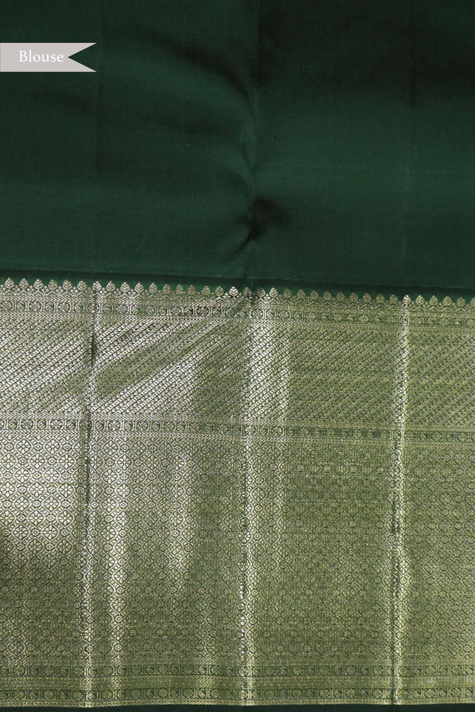 Bottle Green Kanchipuram Silk Saree - Mokshaa
