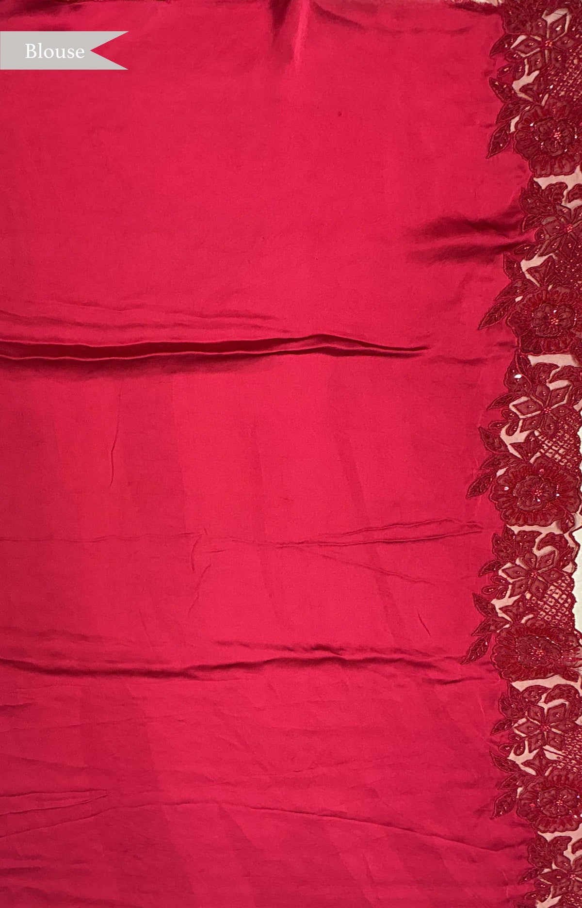 Red Net Saree with Sequin Jaal Work - Mokshaa