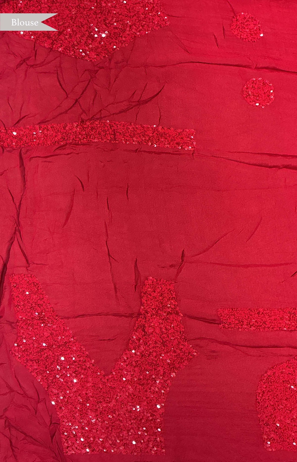Red Crepe Saree with Sequin Work Border - Mokshaa