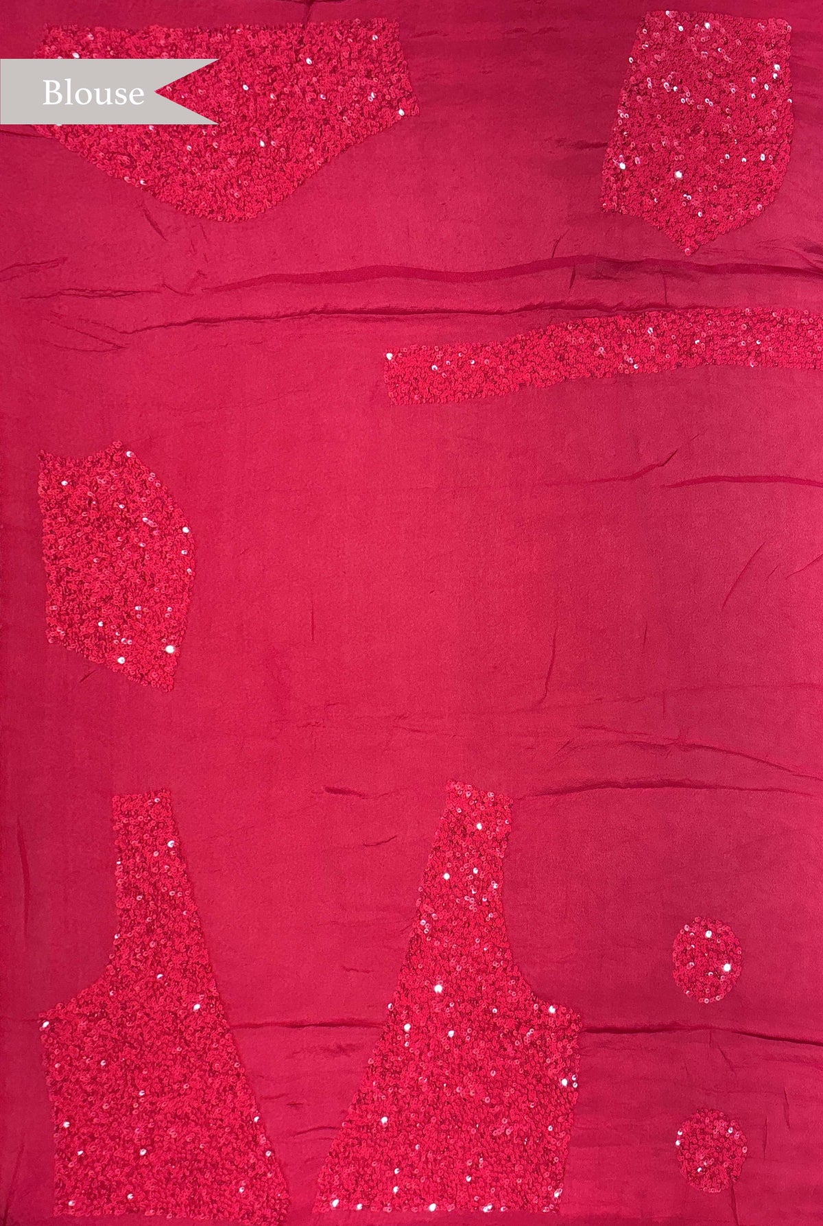 Red Crepe Saree with Sequin Work Border - Mokshaa