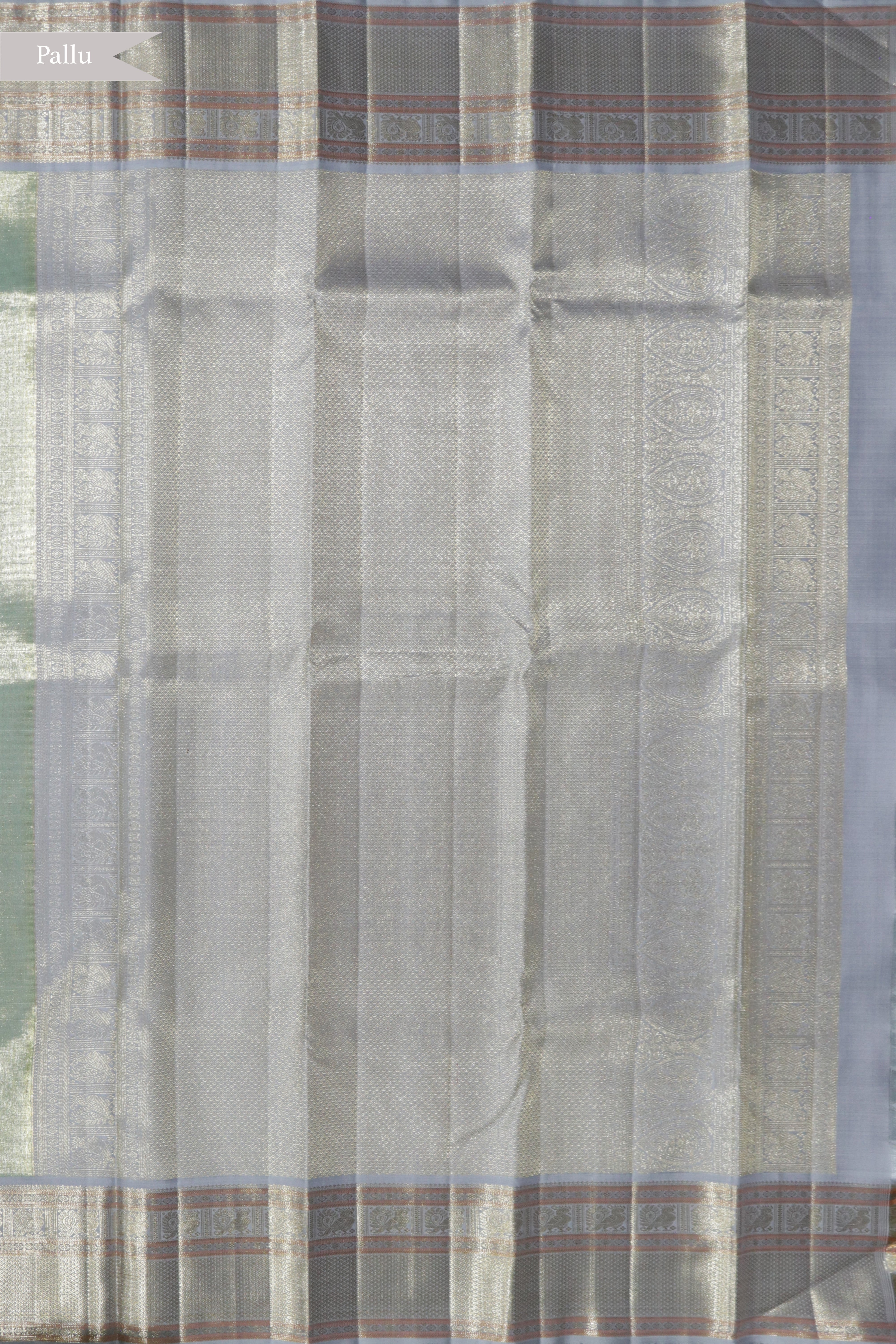 Teal Blue Kanchivaram Silk Contrast Beige Zari Border
