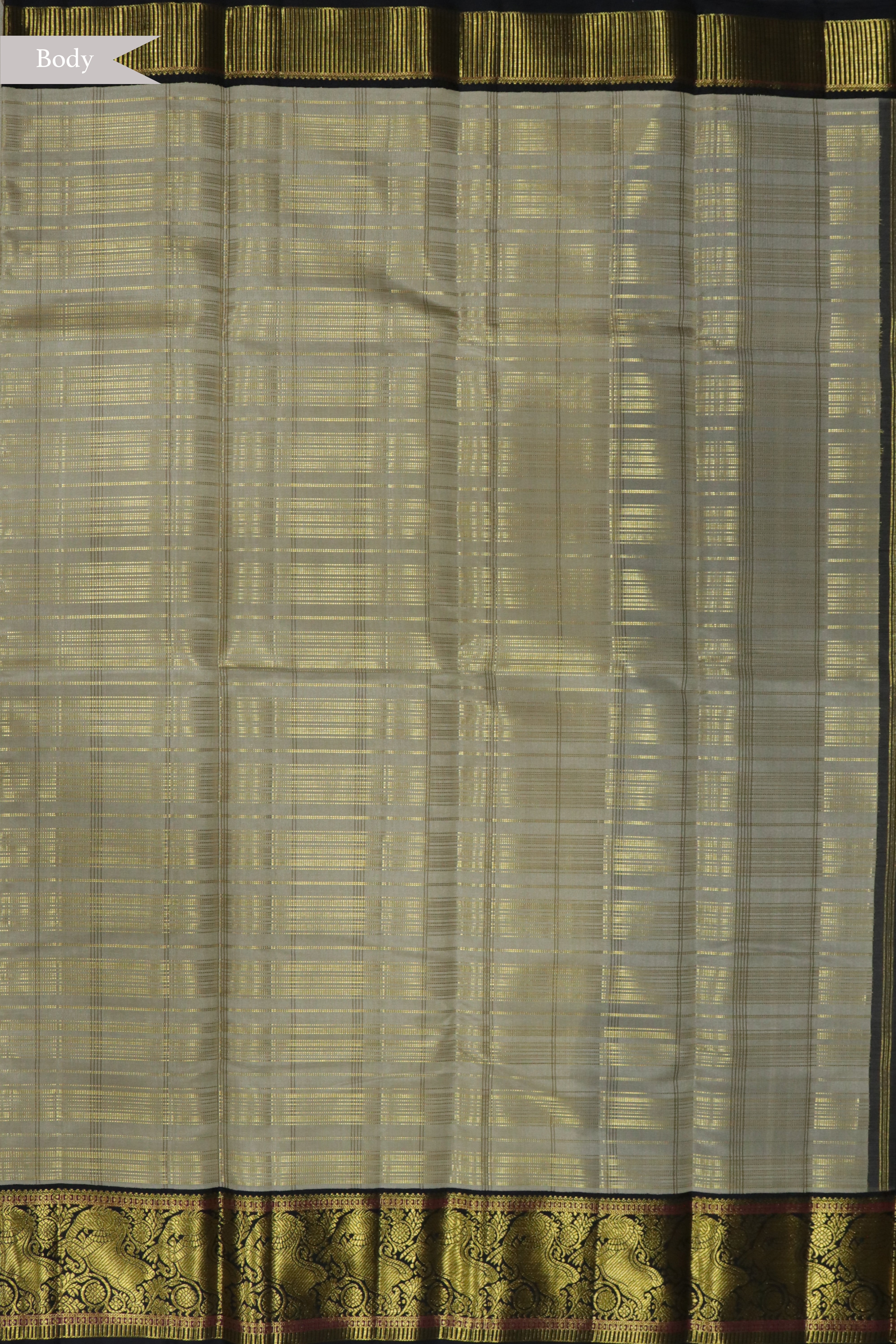 Beige Kanchivaram Silk Saree and Contrast Black Zari Border