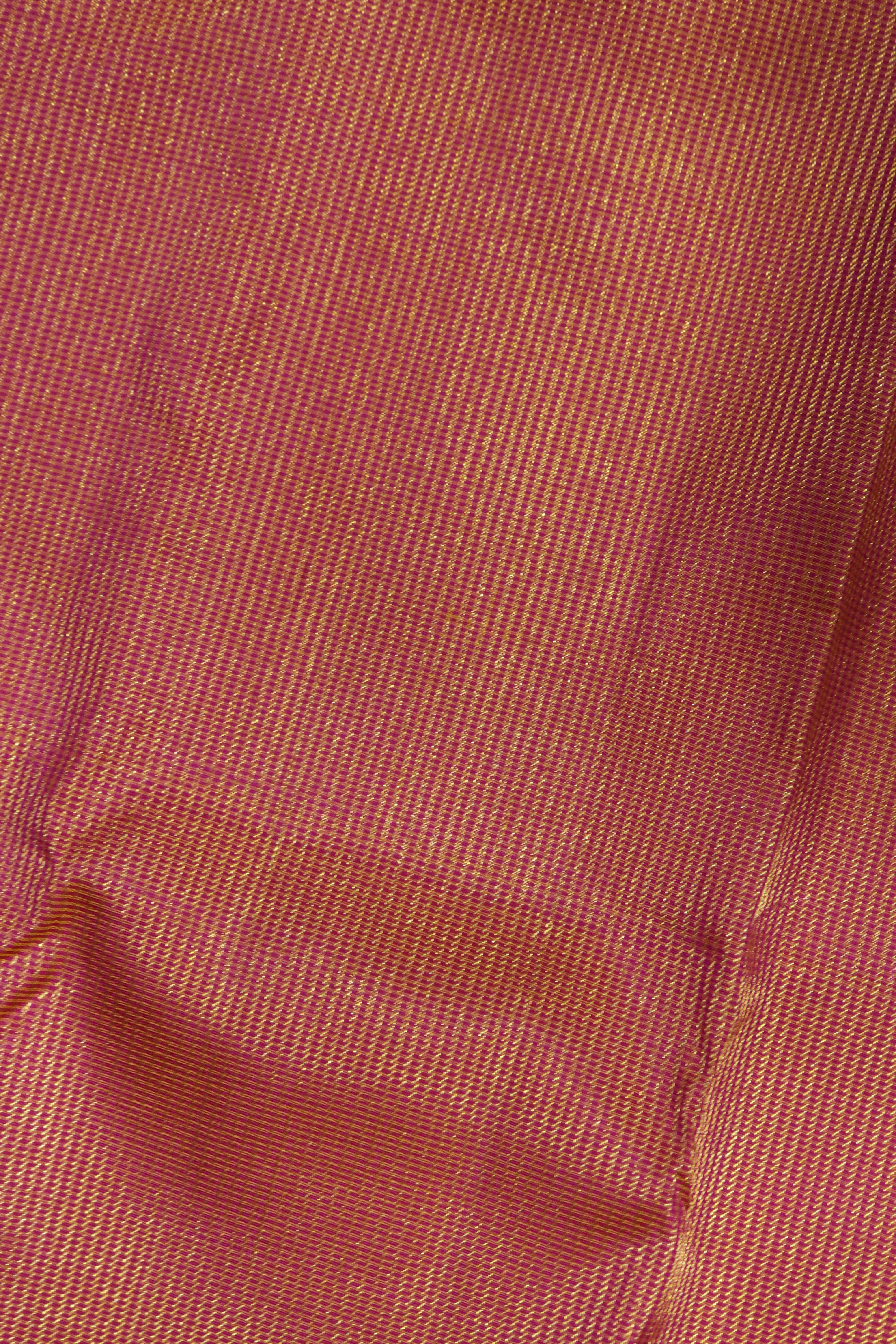 Coral Kanchivaram Silk Saree with Vaira Oosi Stripes and Contrast Zari Border