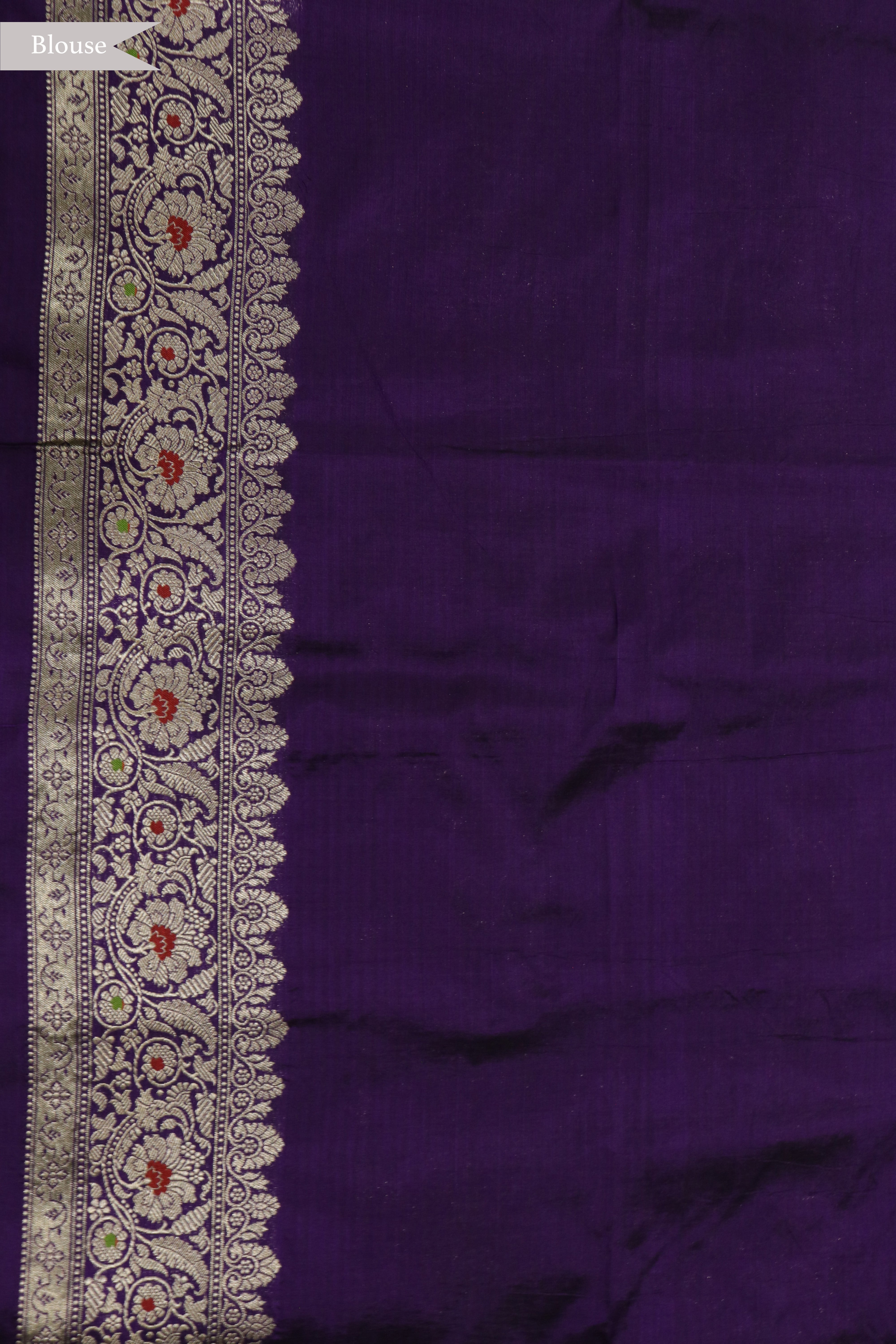 Royal Purple Banarasi Silk Saree with Zari & Meenakari Jaal Work and Zari Border