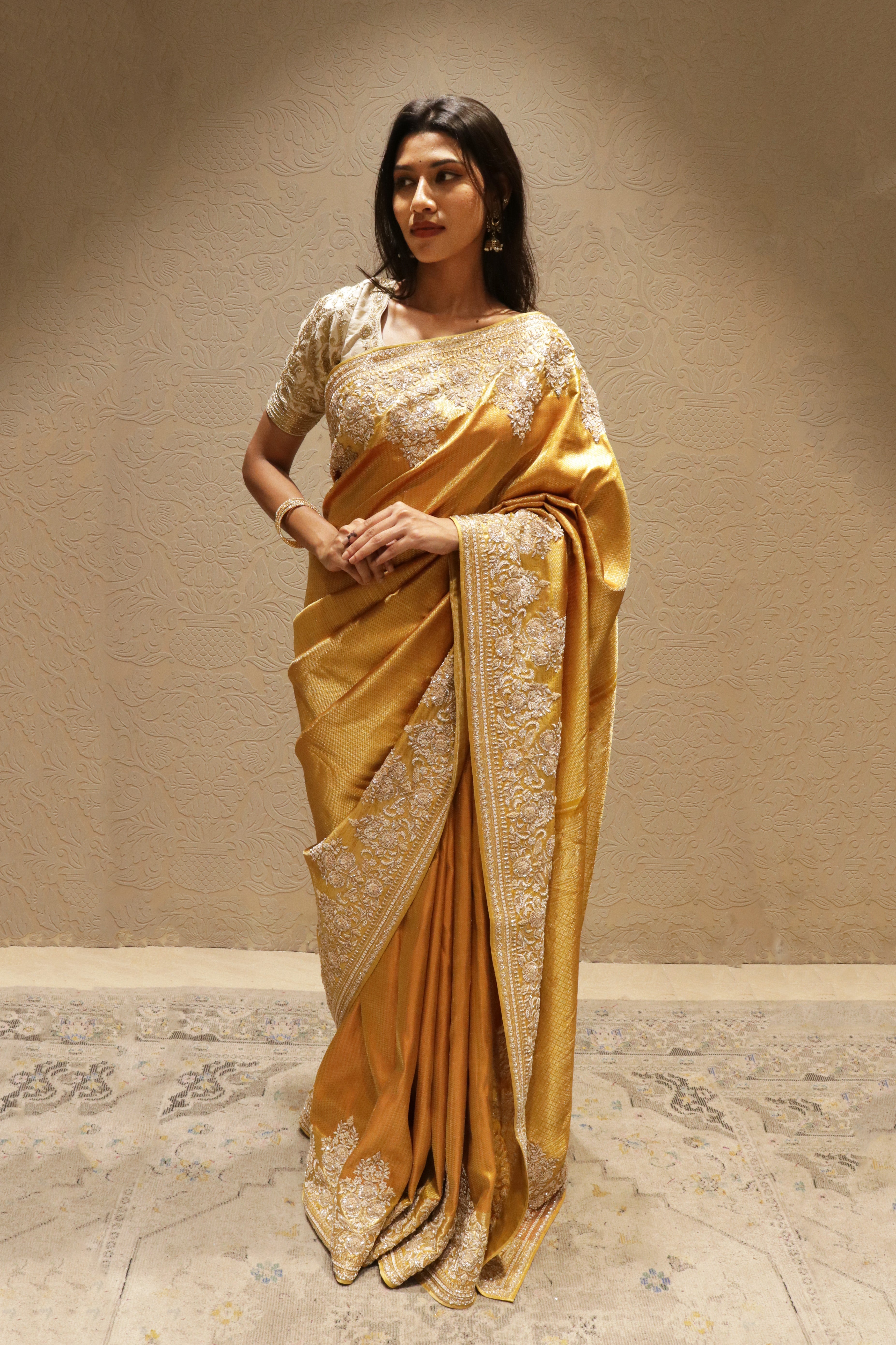 Mustard Kanchipuram Silk Saree