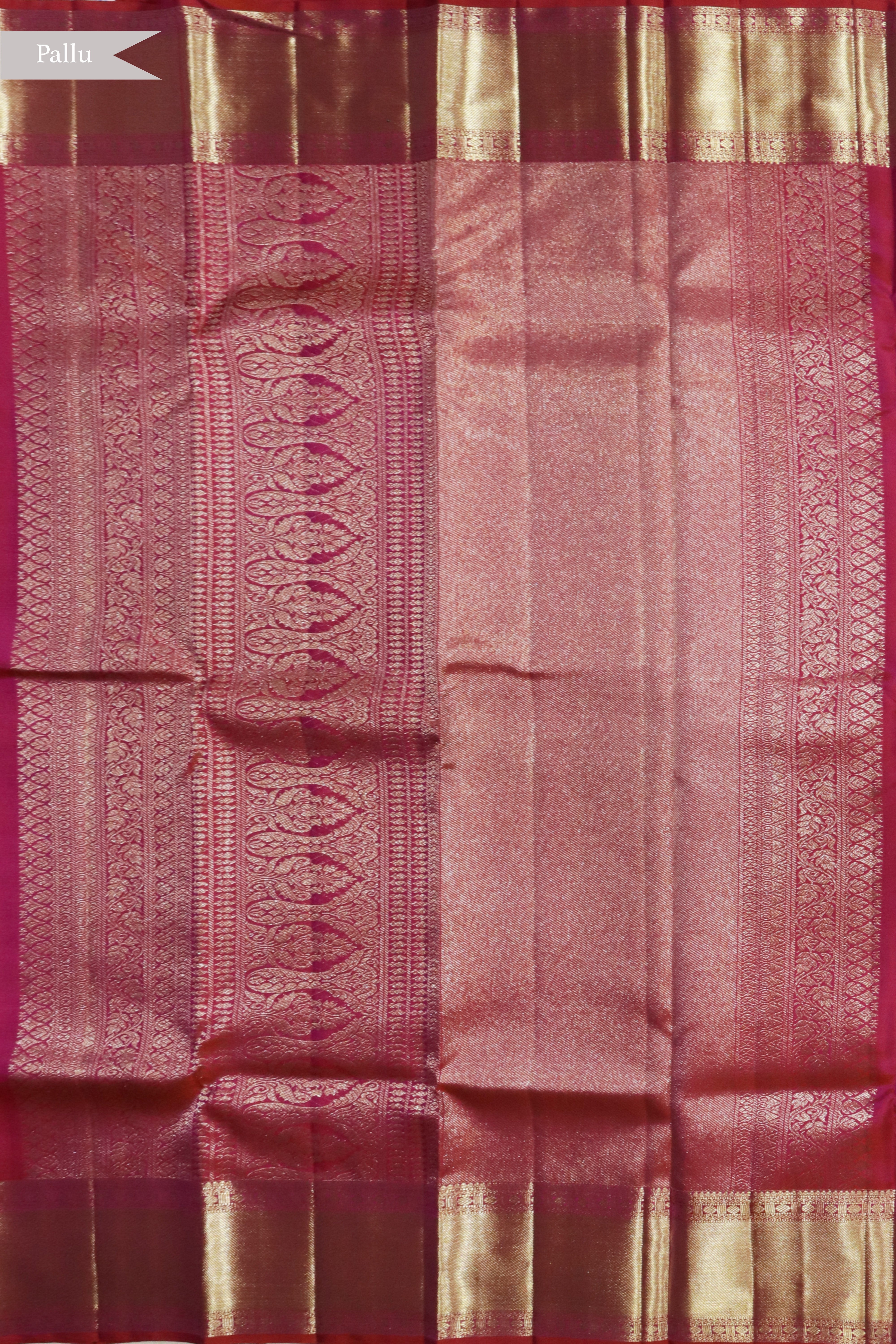 Coral Geometric Kanchivaram Silk Saree
