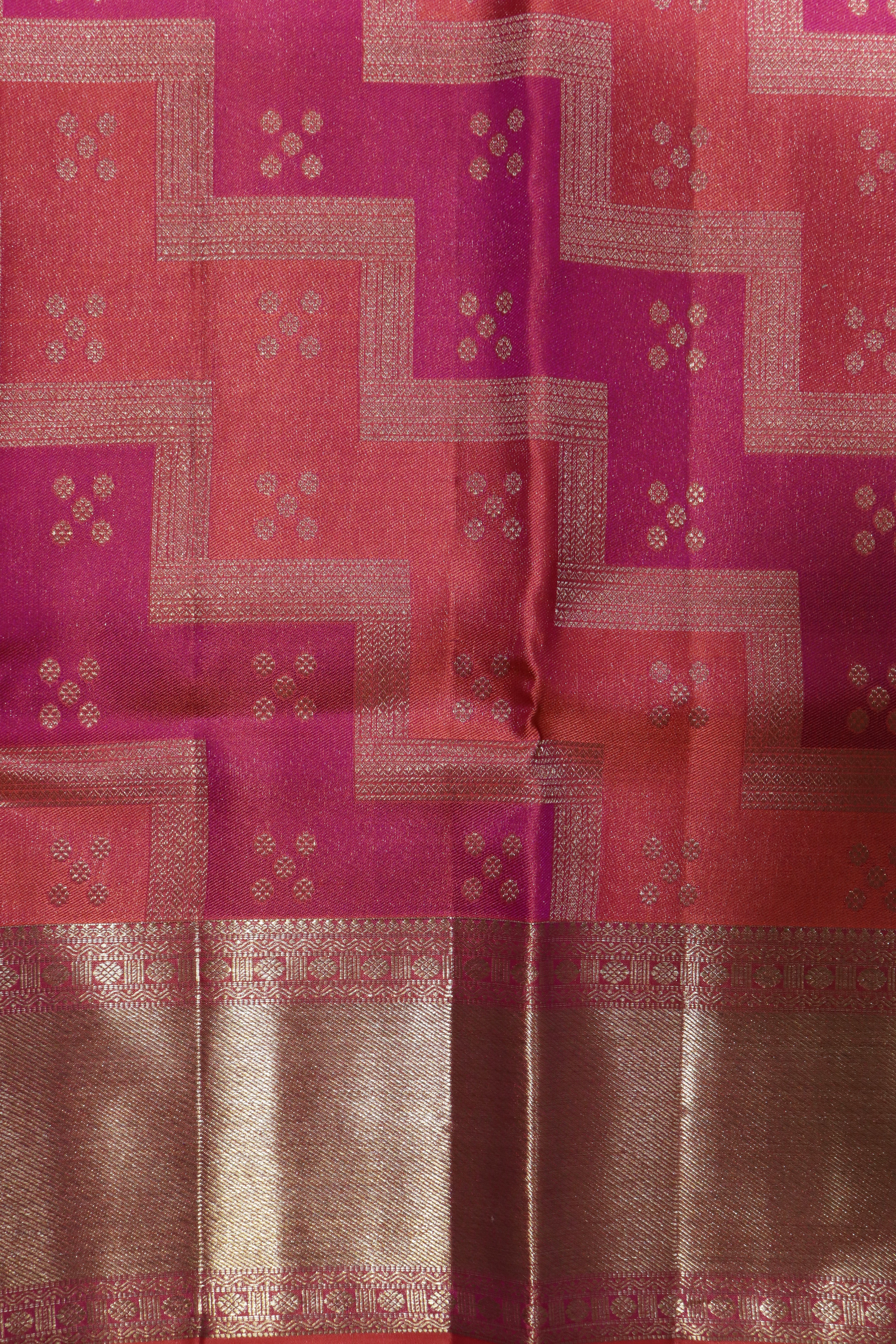 Coral Kanchivaram Silk Saree