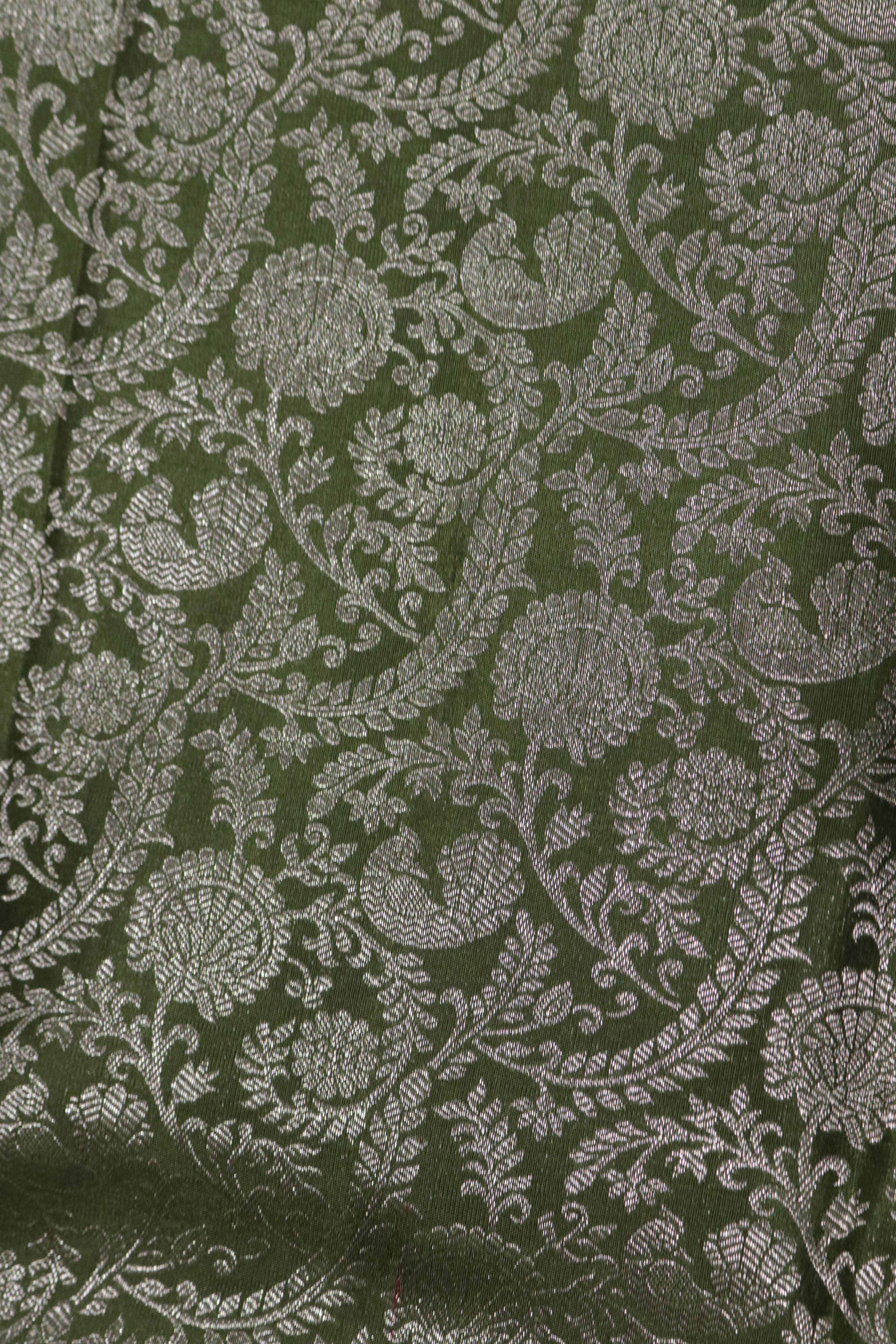 Olive Green Kanchivaram Silk Saree