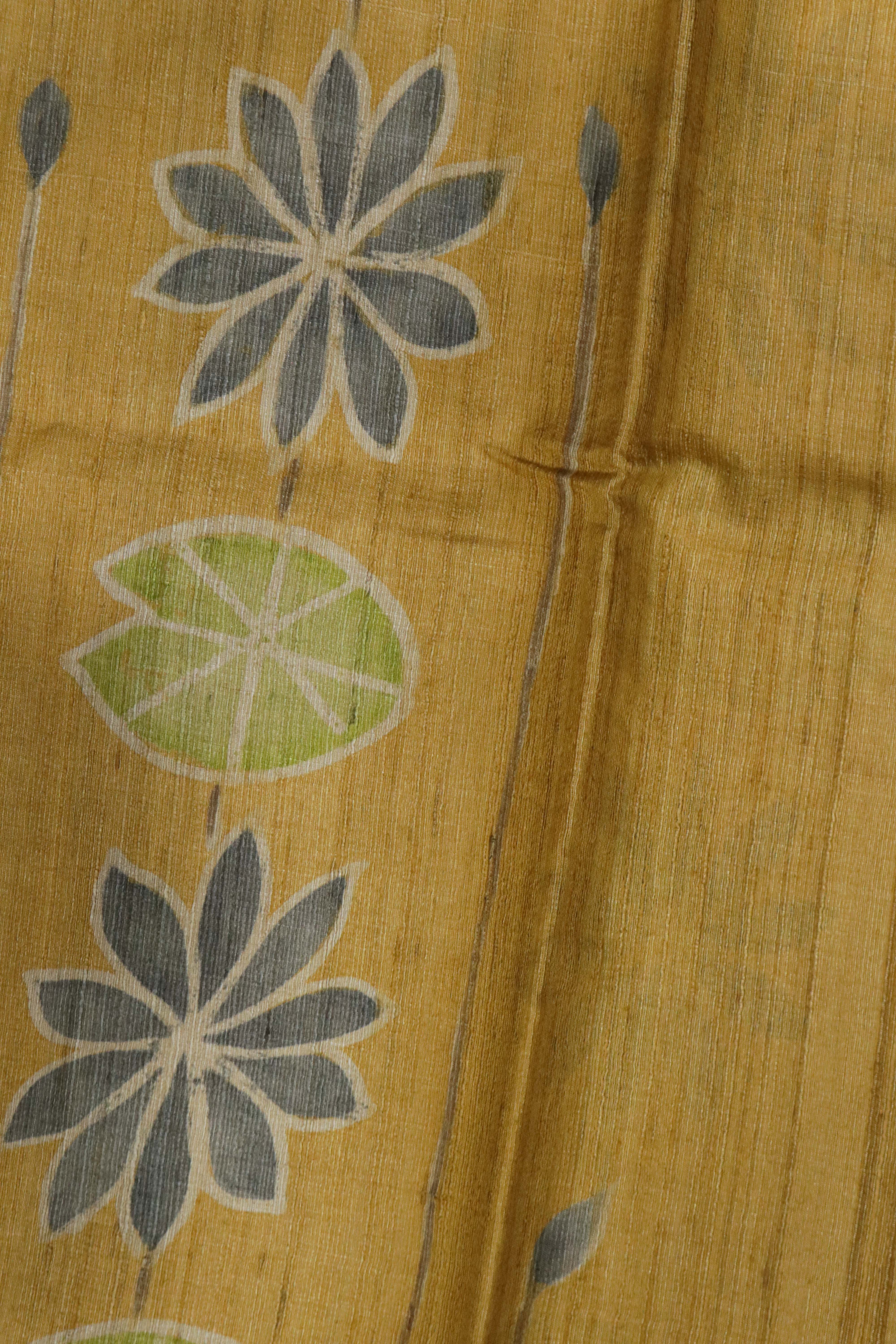 Dark Beige Tussar Silk Saree