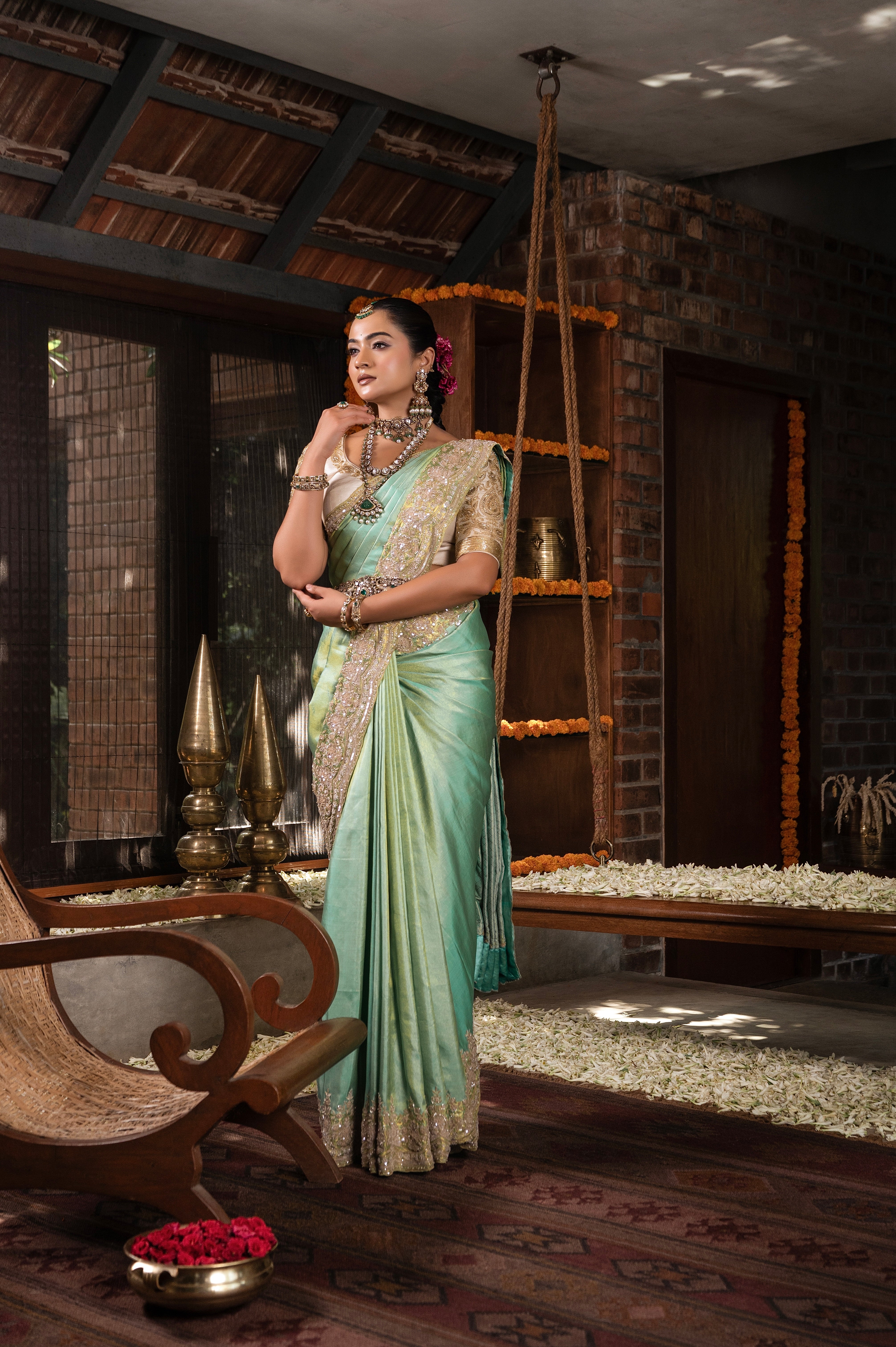 Sea Green Kanchivaram Silk Saree