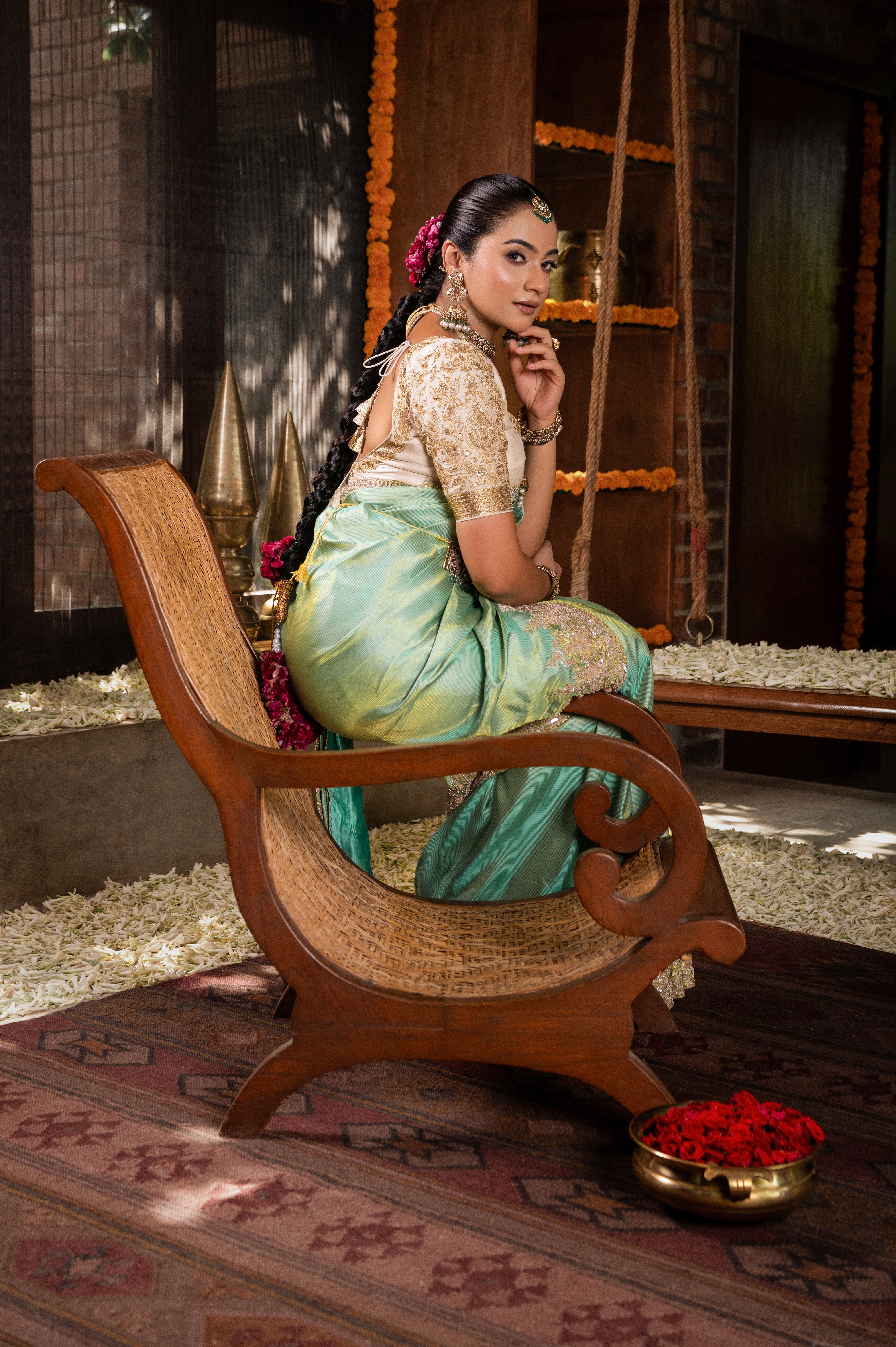 Sea Green Kanchivaram Silk Saree
