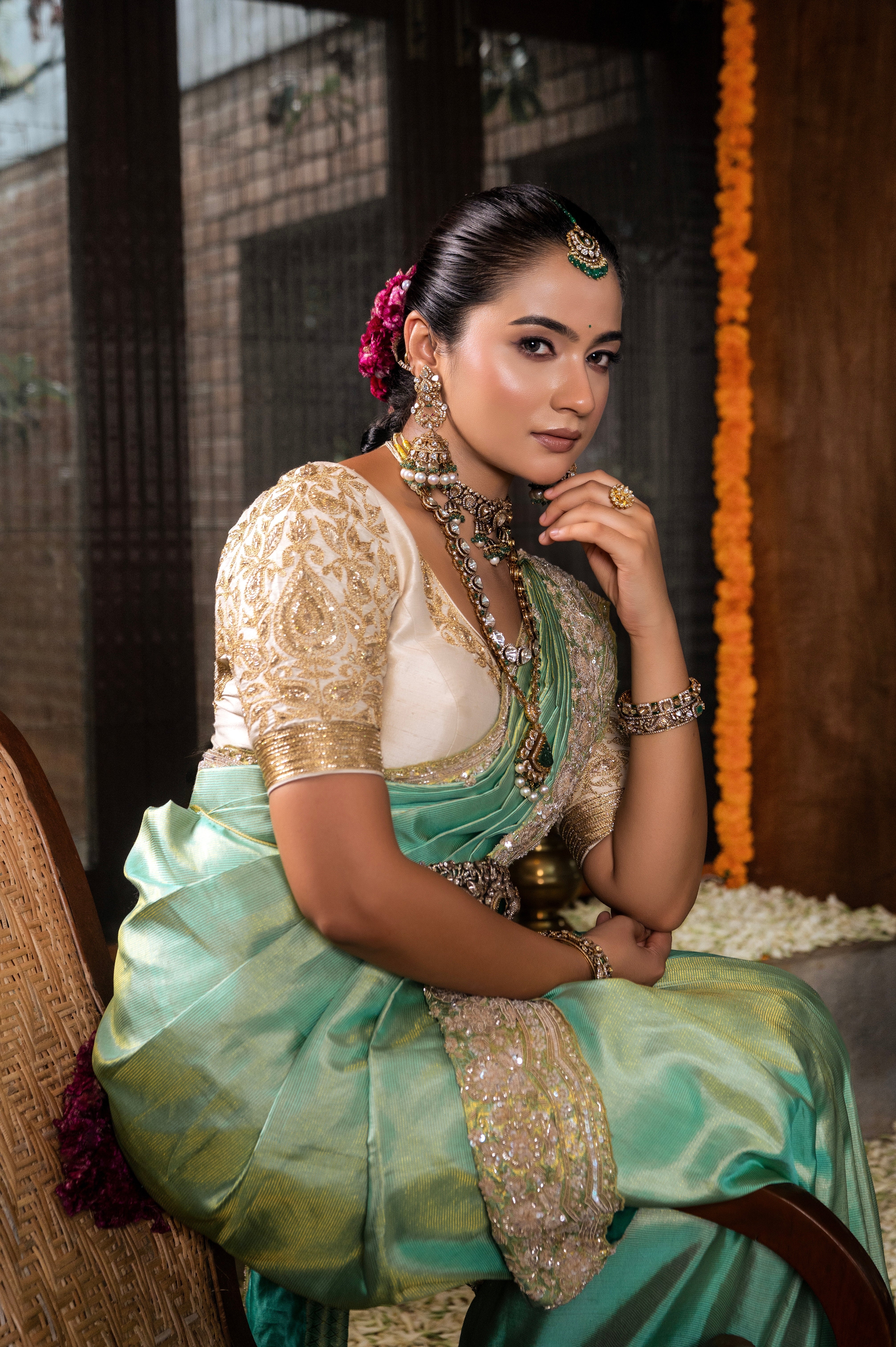 Sea Green Kanchivaram Silk Saree