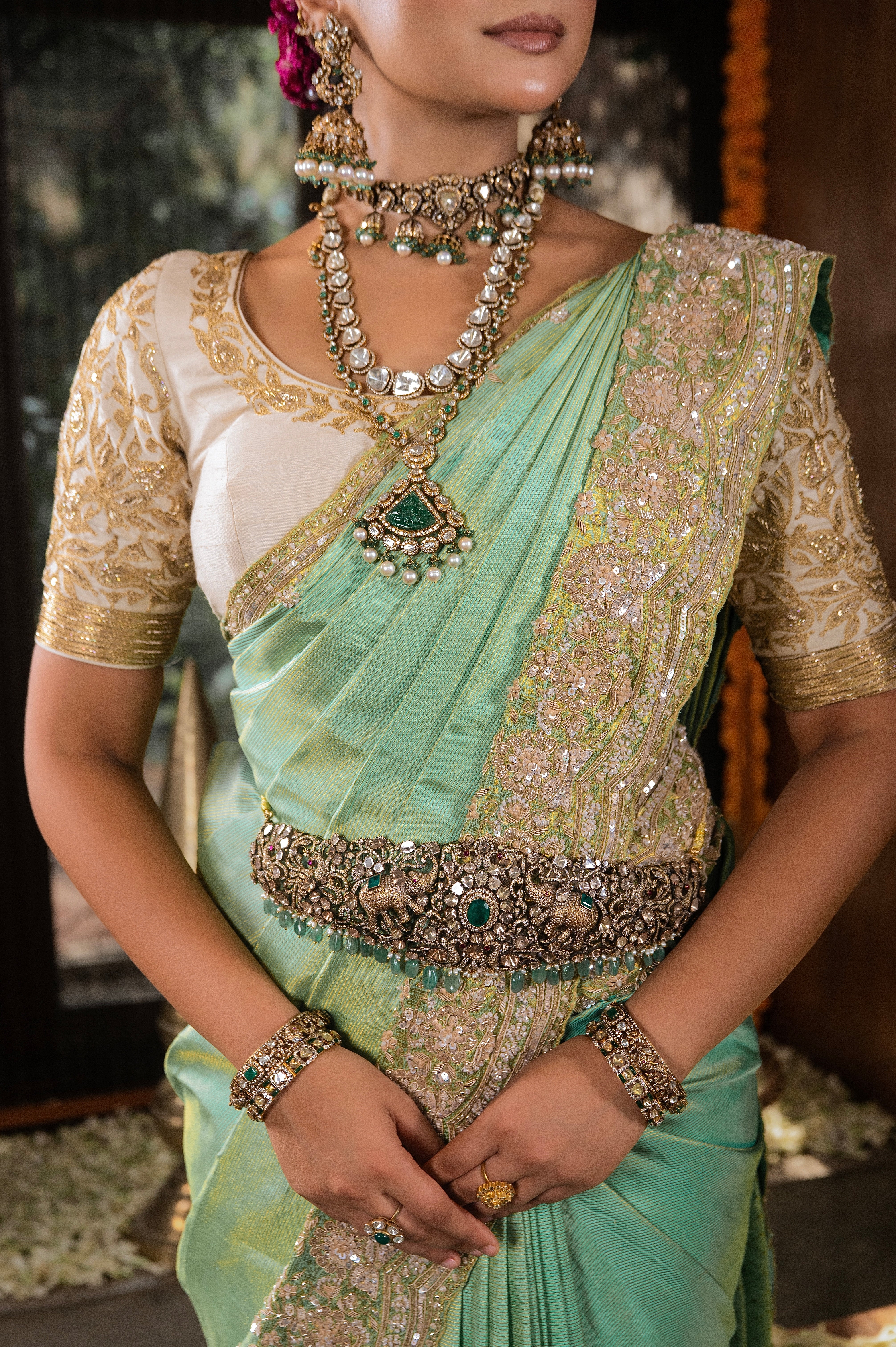 Sea Green Kanchivaram Silk Saree