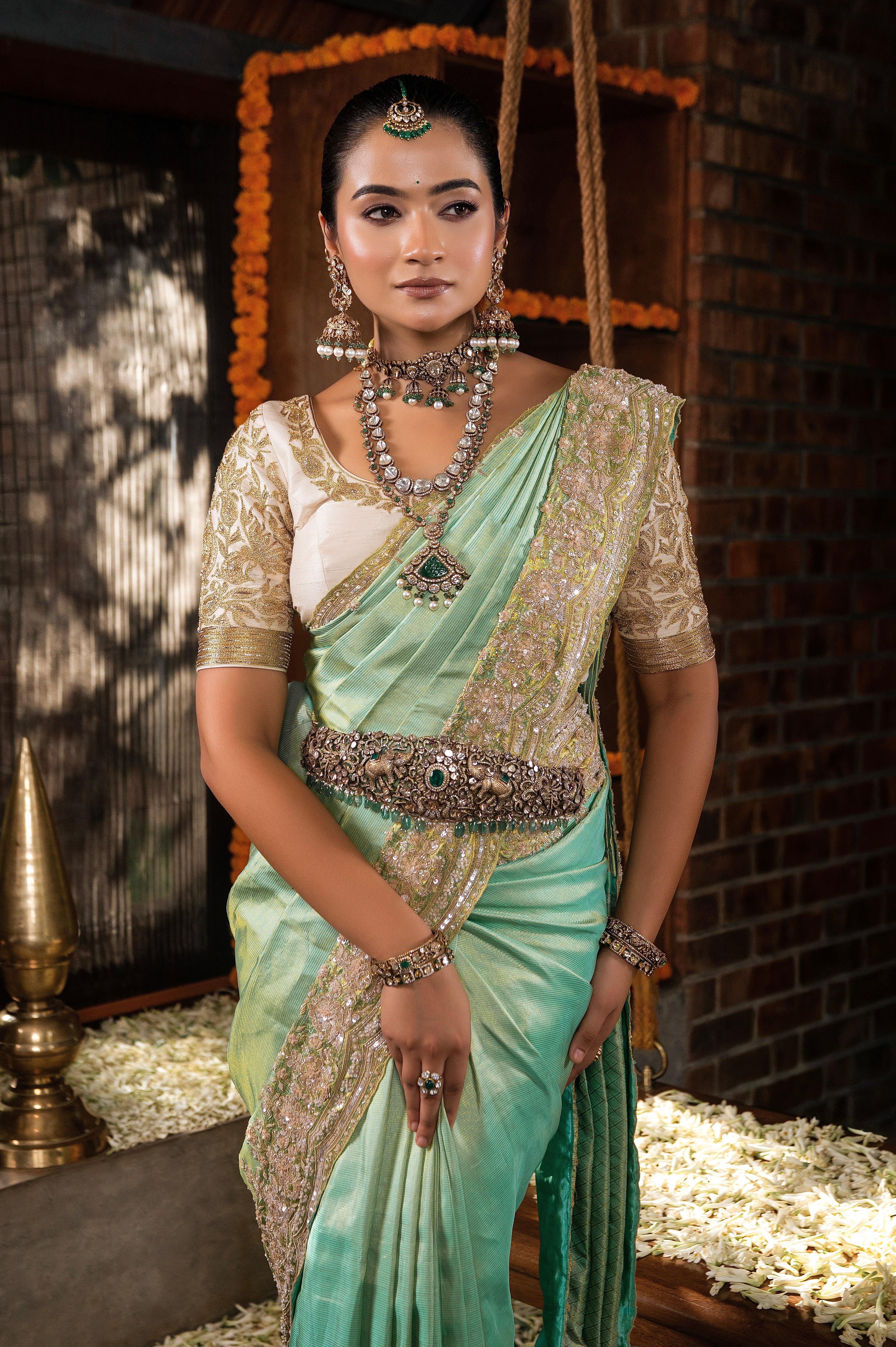 Sea Green Kanchivaram Silk Saree