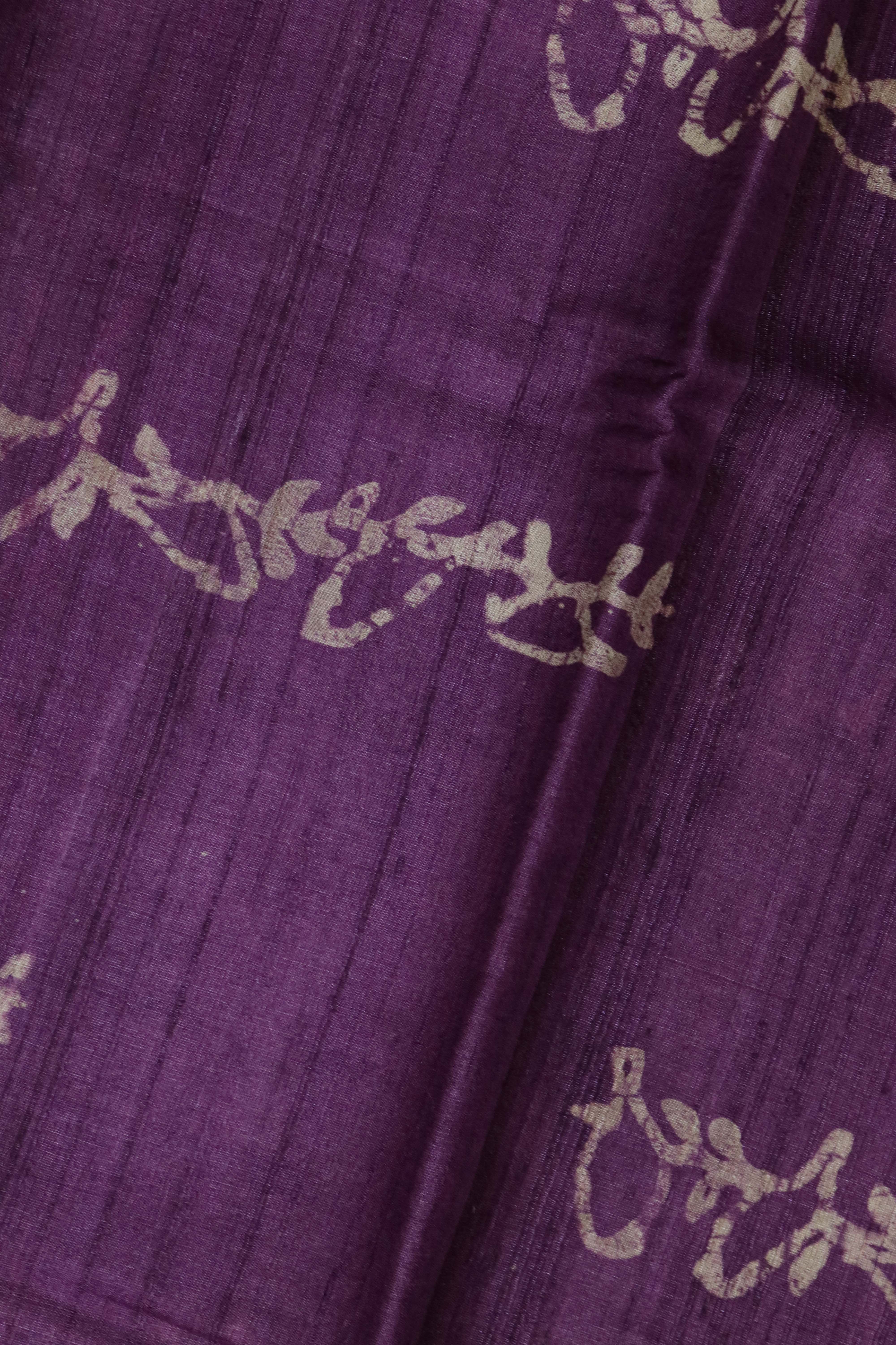 Dark Purple Tussar Silk Saree