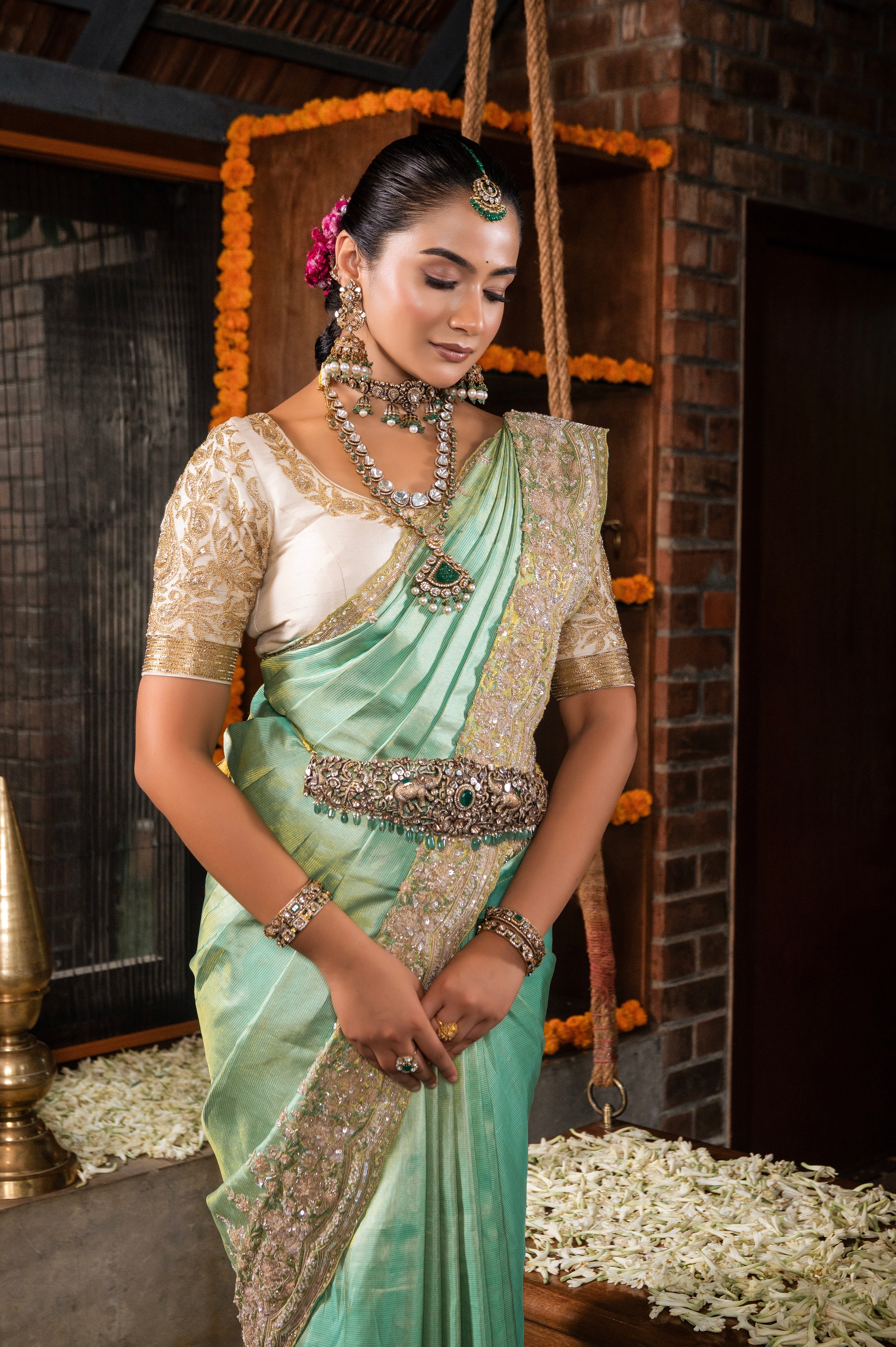 Sea Green Kanchivaram Silk Saree
