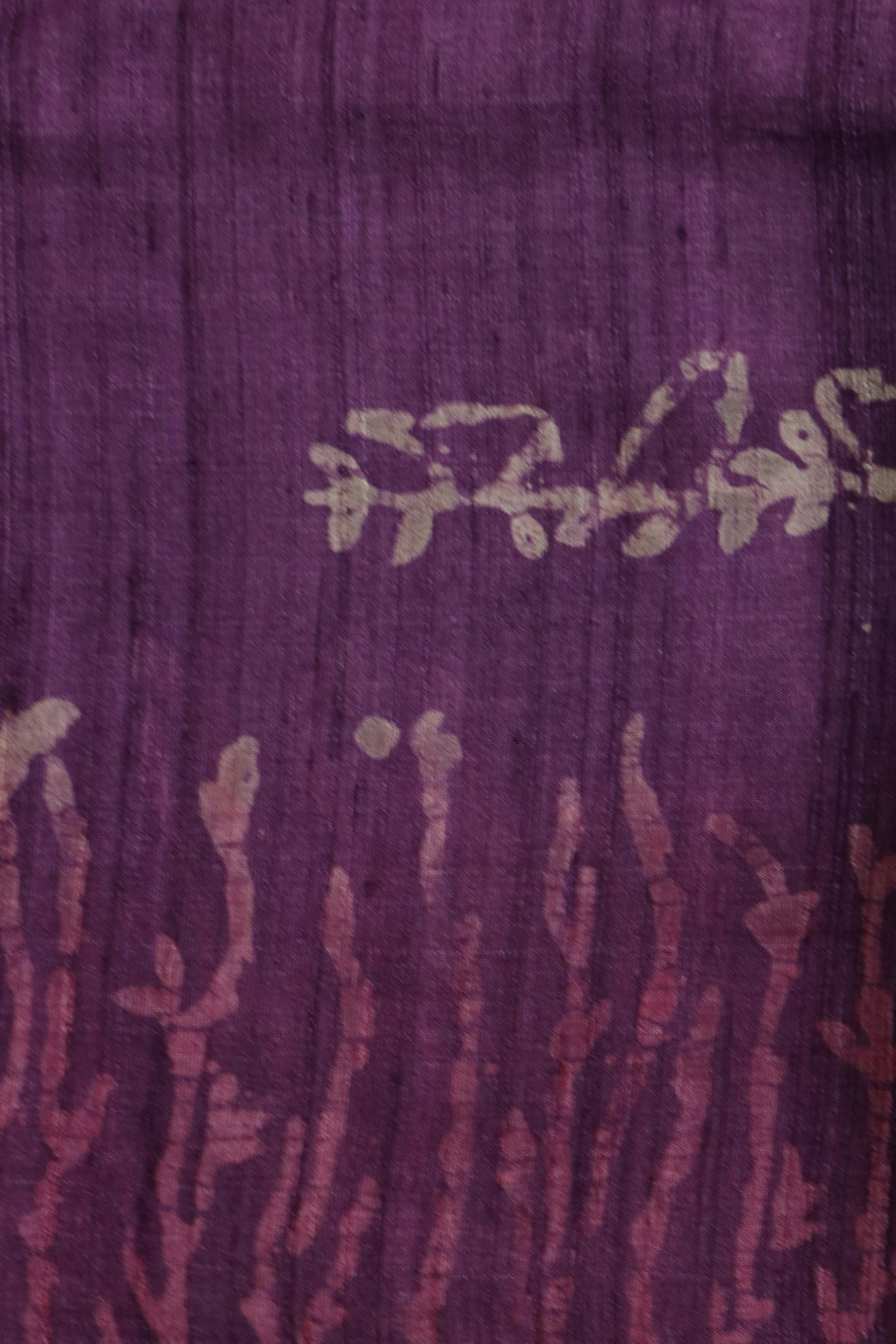 Dark Purple Tussar Silk Saree