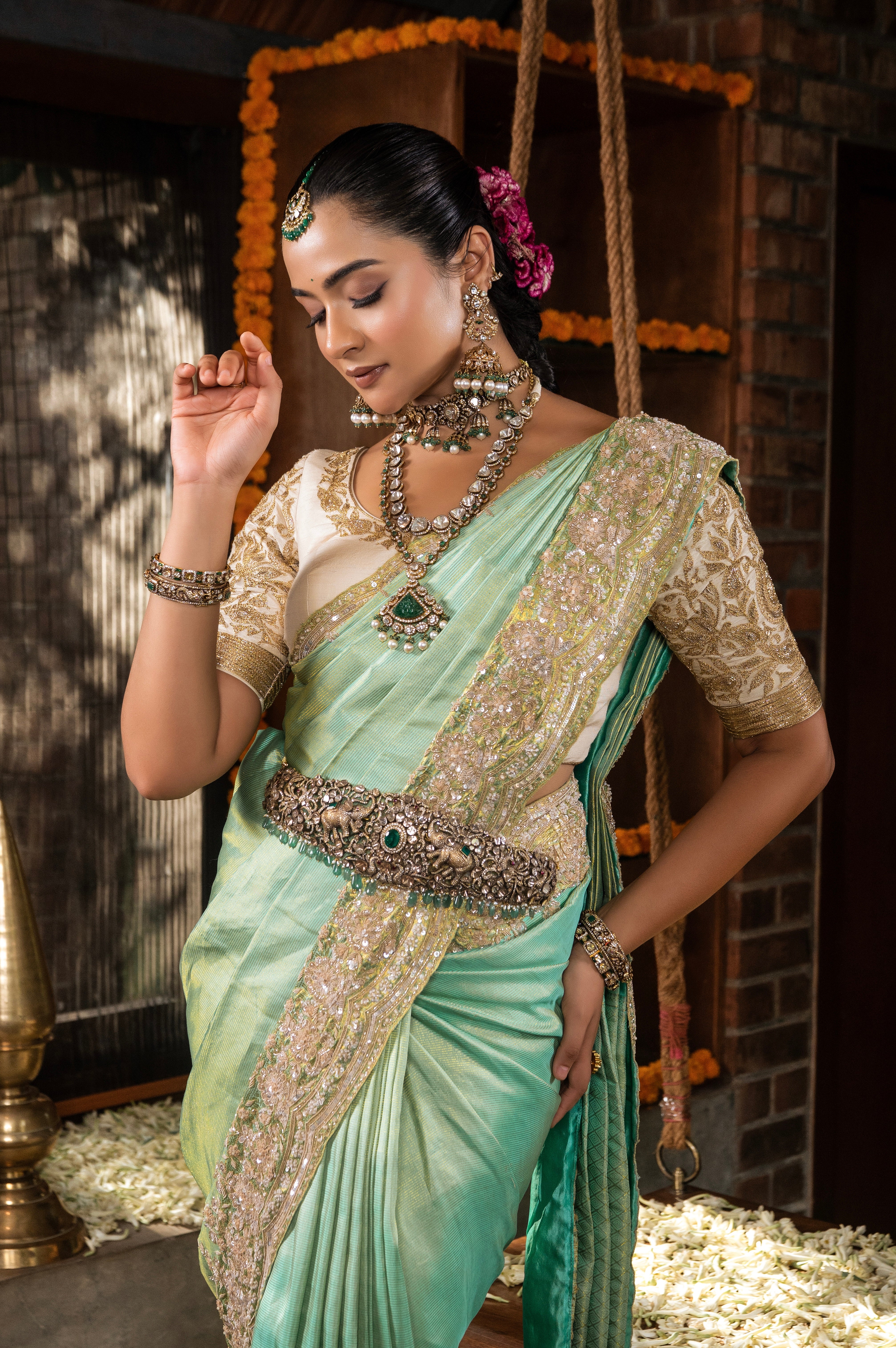 Sea Green Kanchivaram Silk Saree