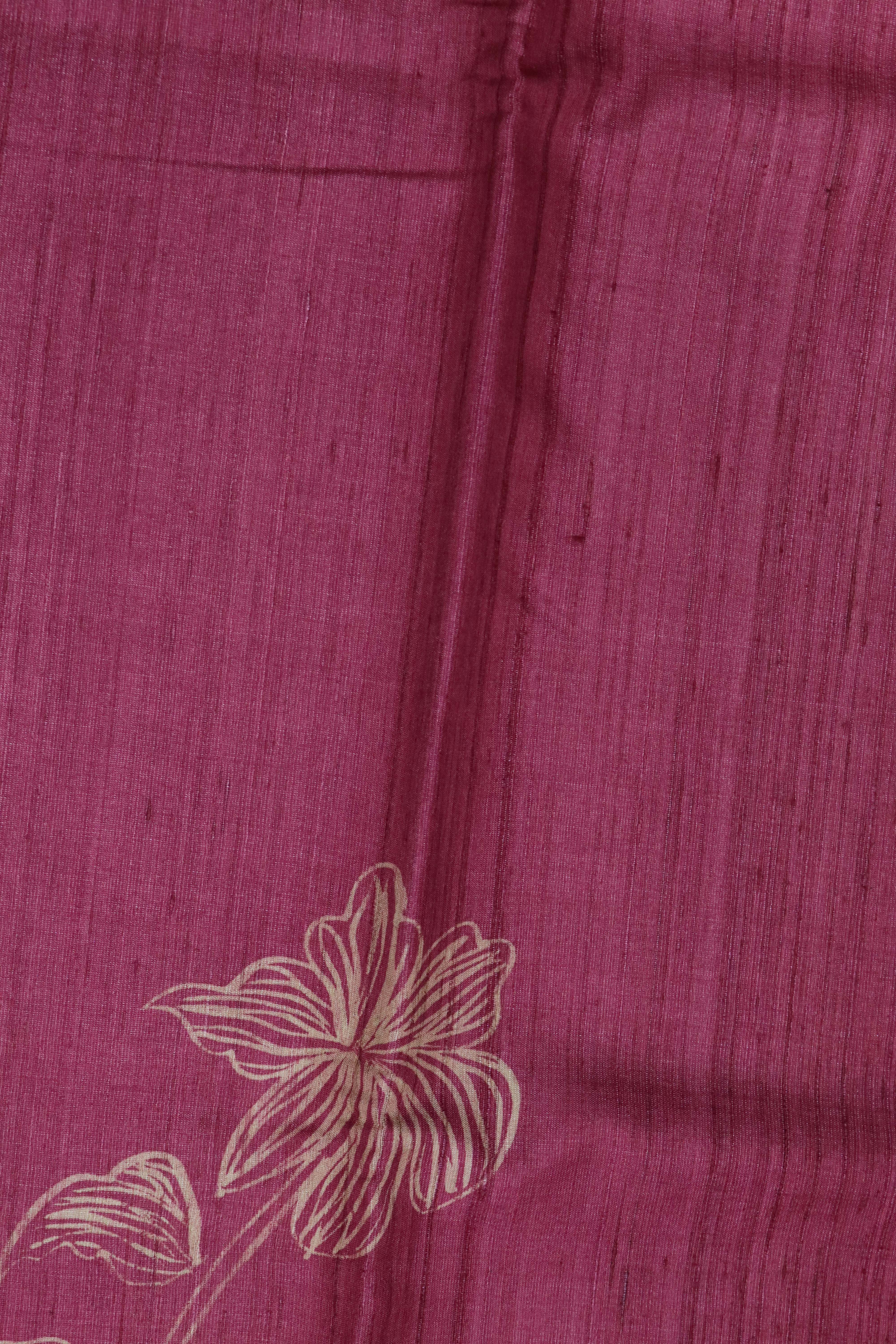 Onion Pink Tussar Silk Saree