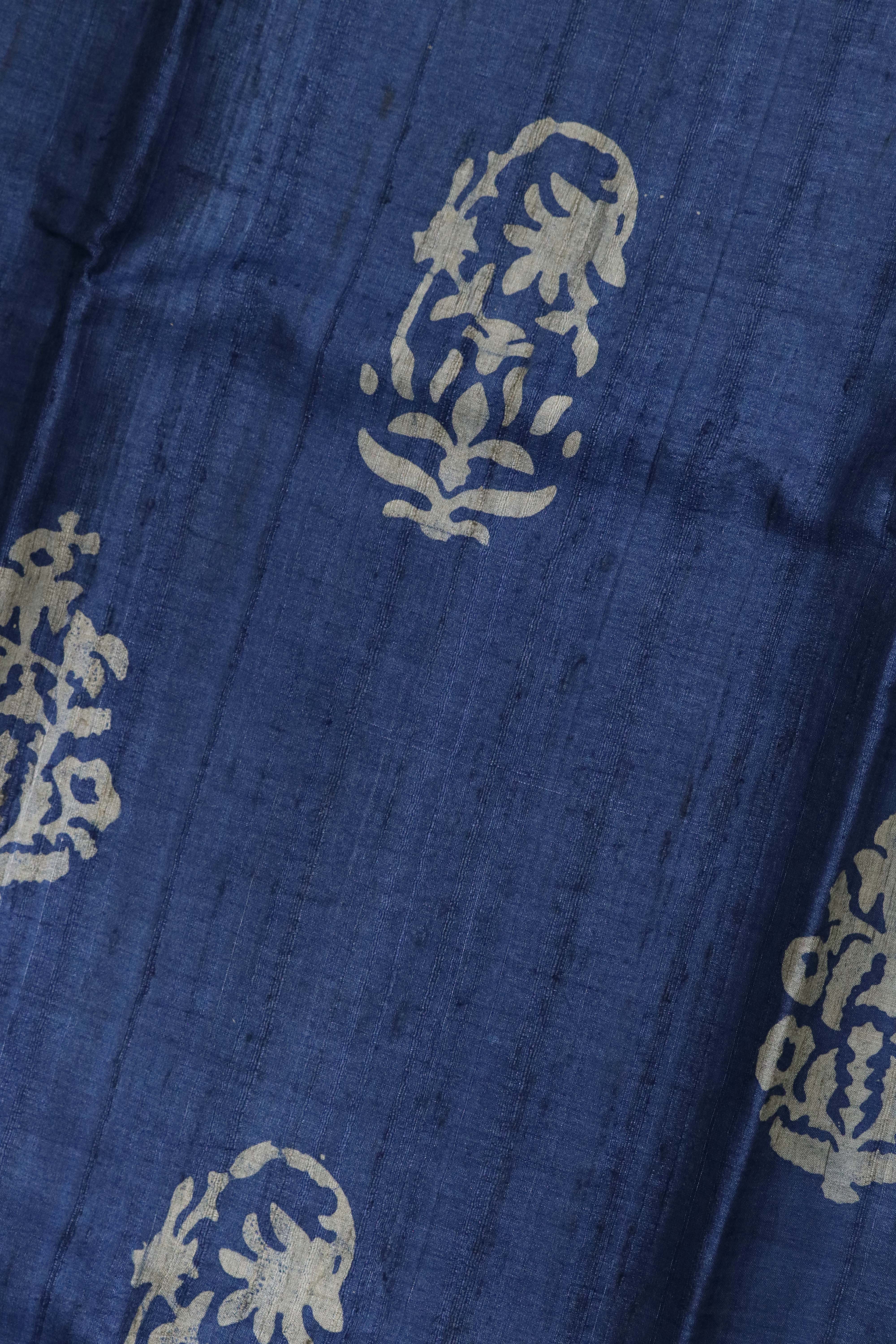 Indigo Blue Tussar Silk Saree
