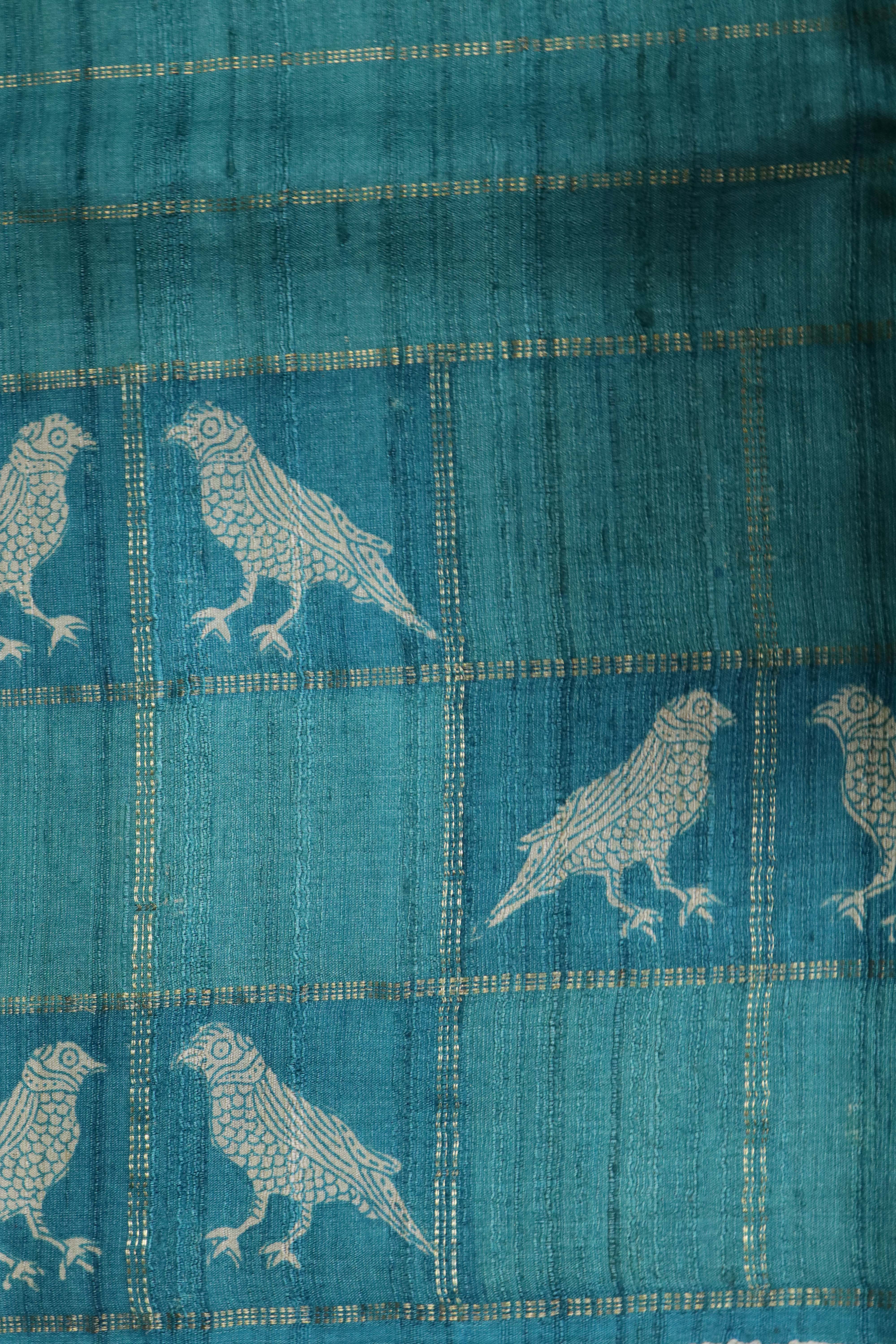 Blue Tussar Silk Saree
