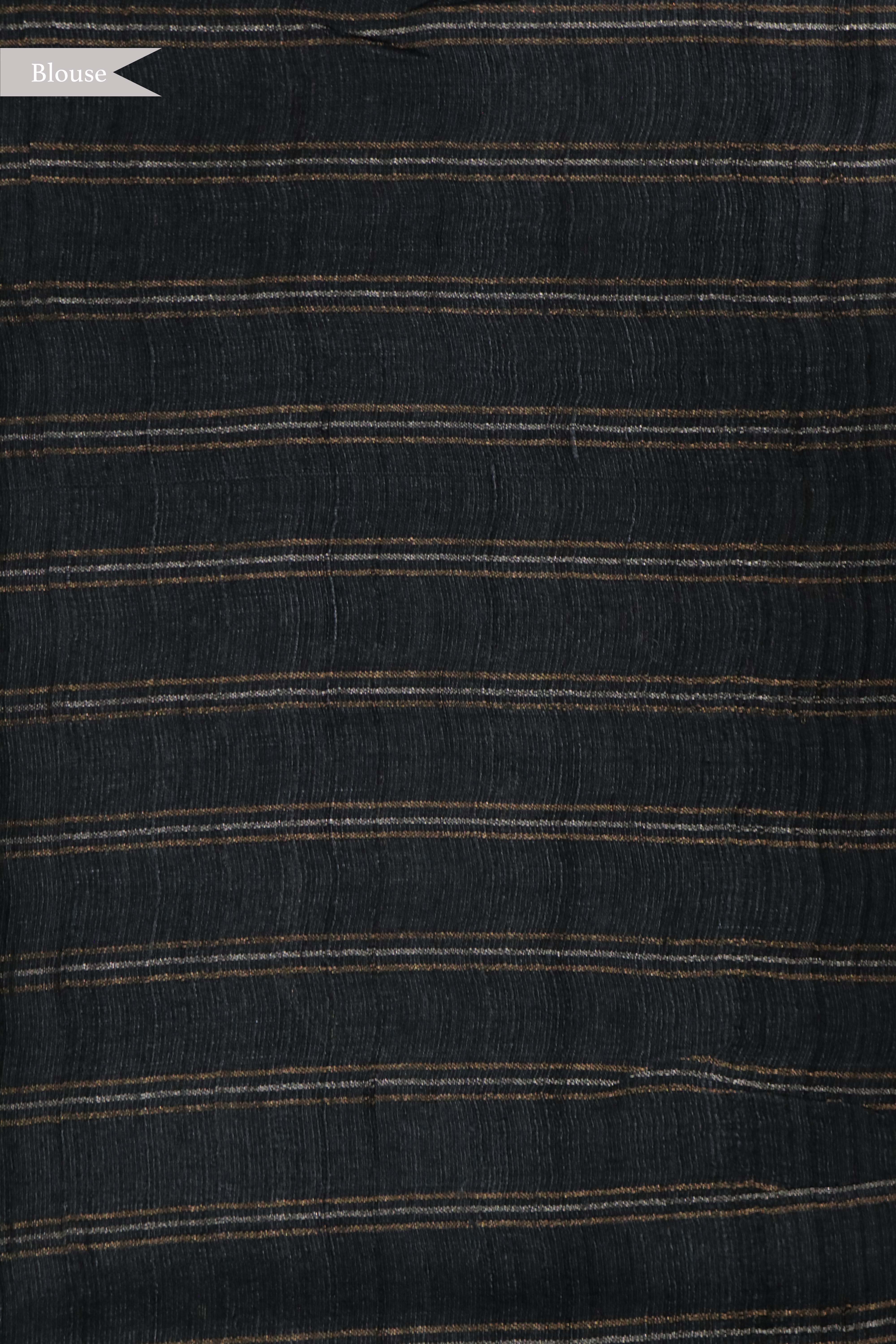 Dark Violet Floral Tussar Silk Saree