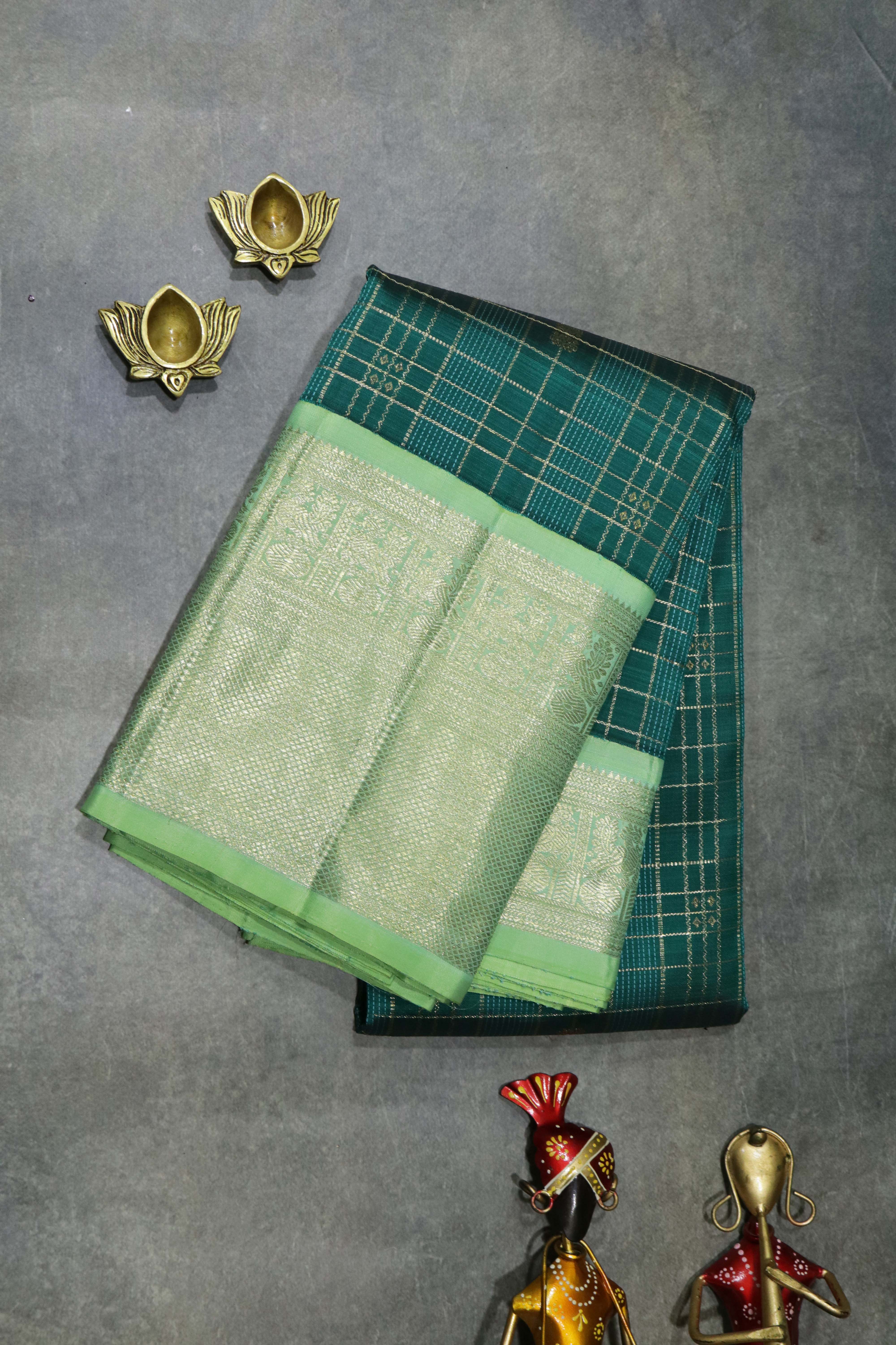 Teal Green Kanchivaram Silk Saree