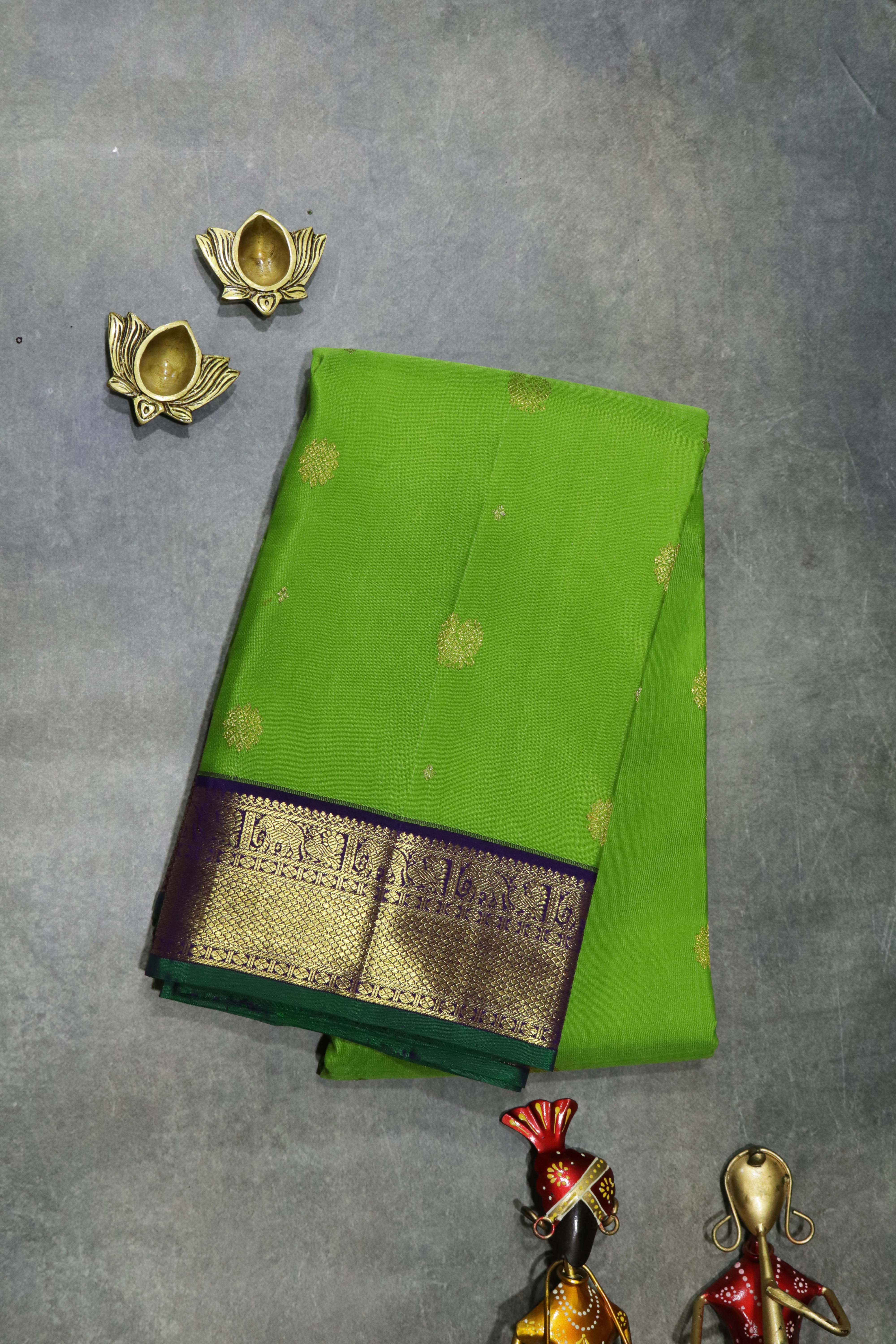 Parrot Green Kanchivaram Saree