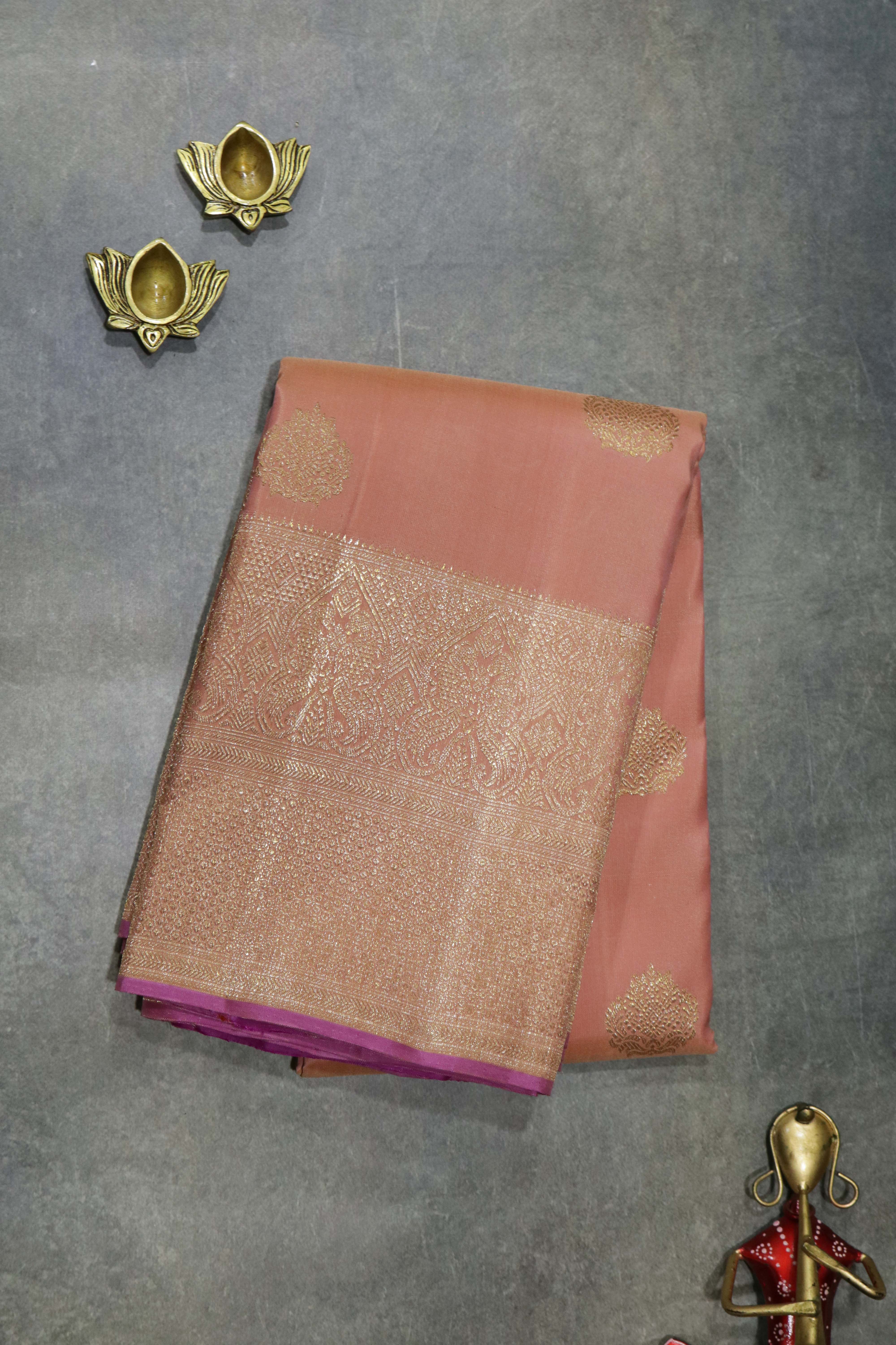 Peach Kanchivaram Silk Saree