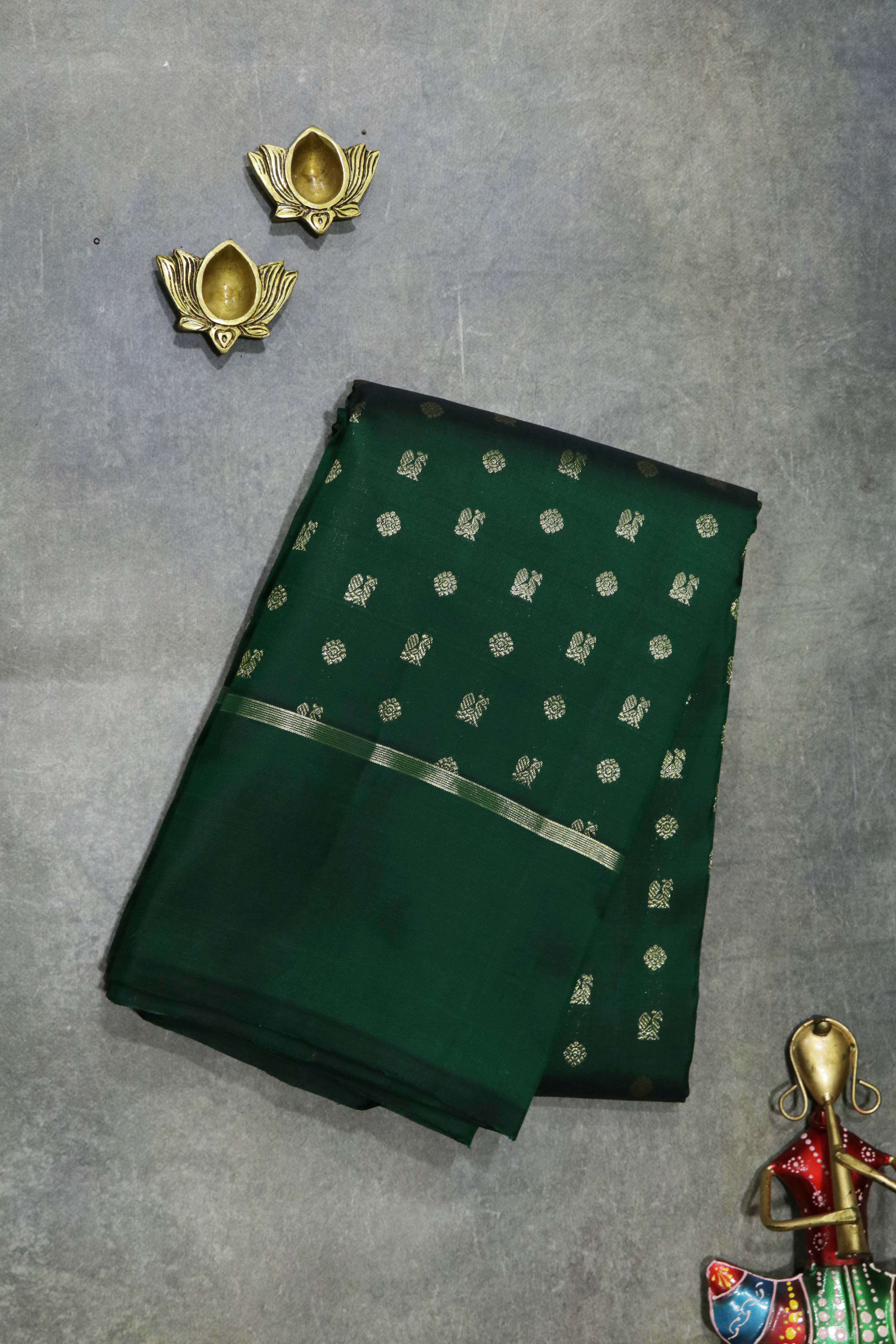 Bottle Green Kanchivaram Silk Saree
