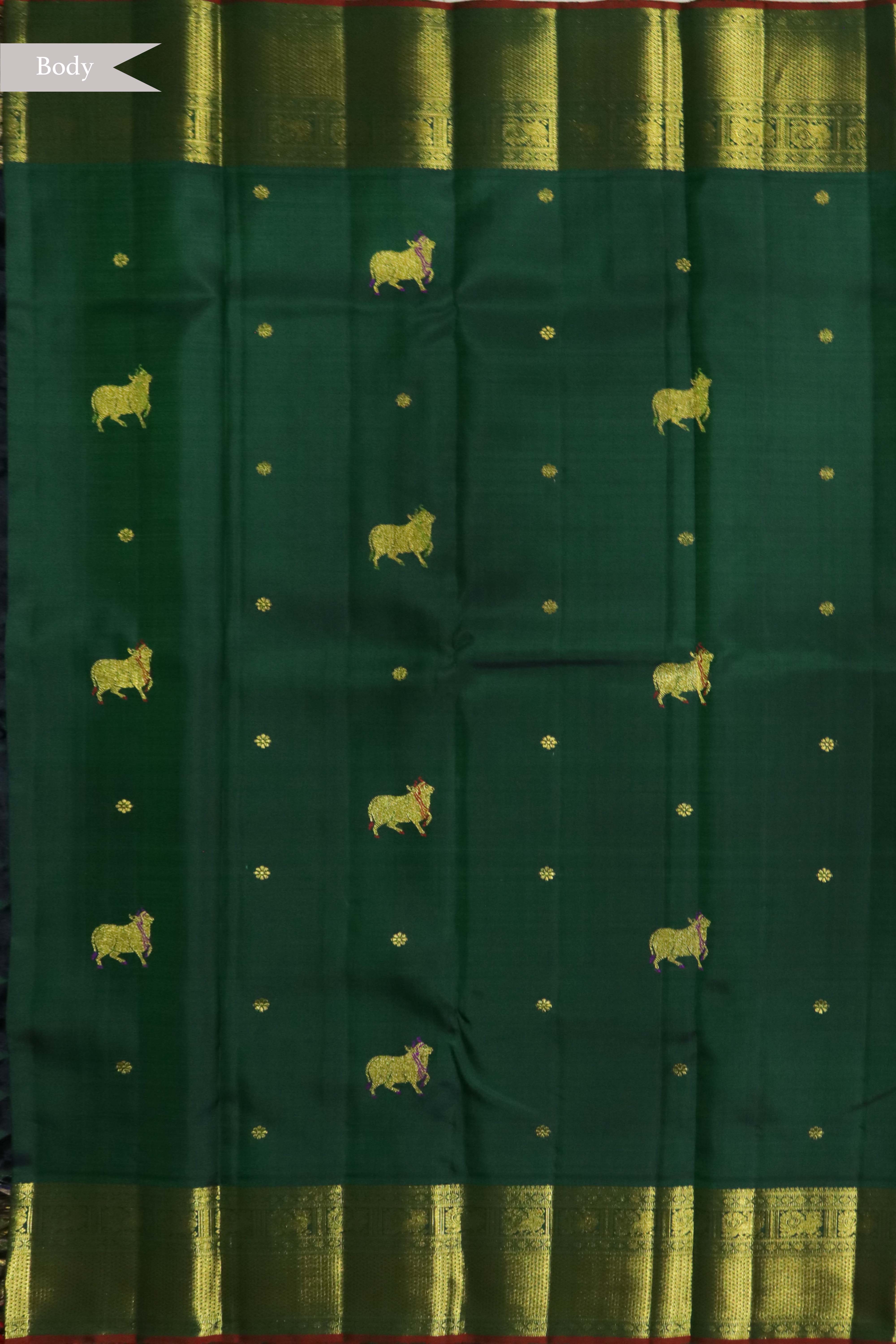 Bottle Green Kanchivaram Silk Saree