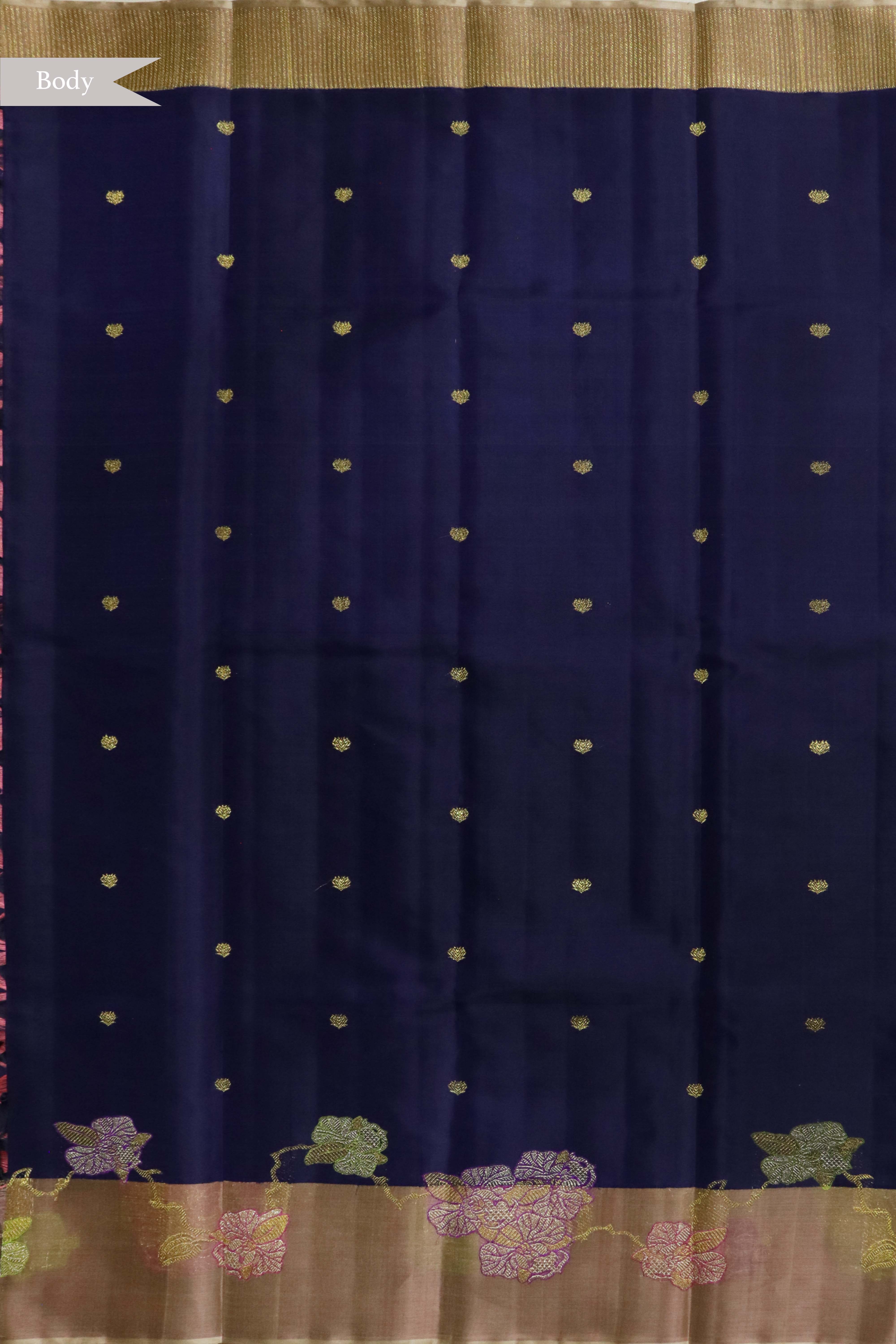 Navy Blue Kanchivaram Silk Saree