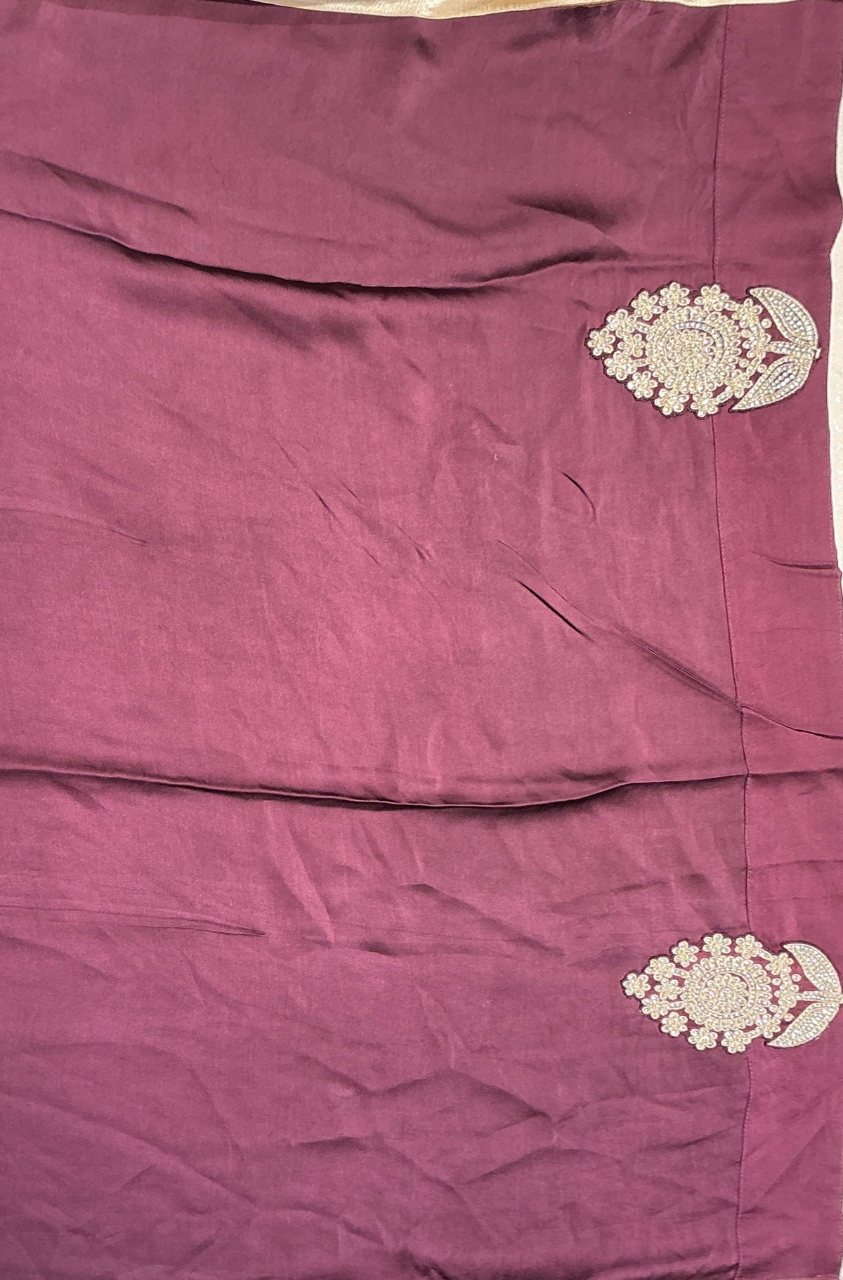 Ivory Crepe Silk Saree - Mokshaa