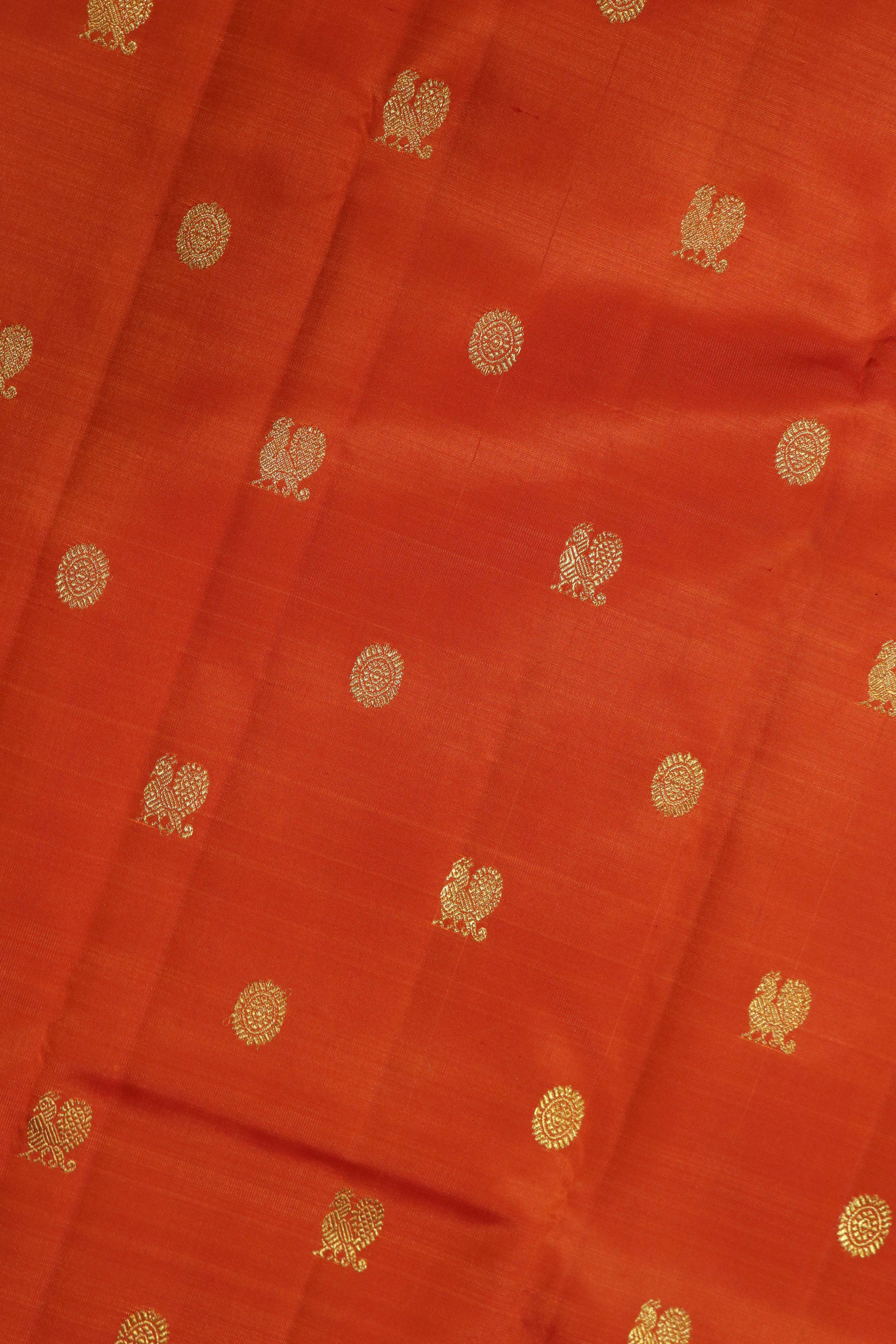 Bright Orange Kanchivaram Silk Saree
