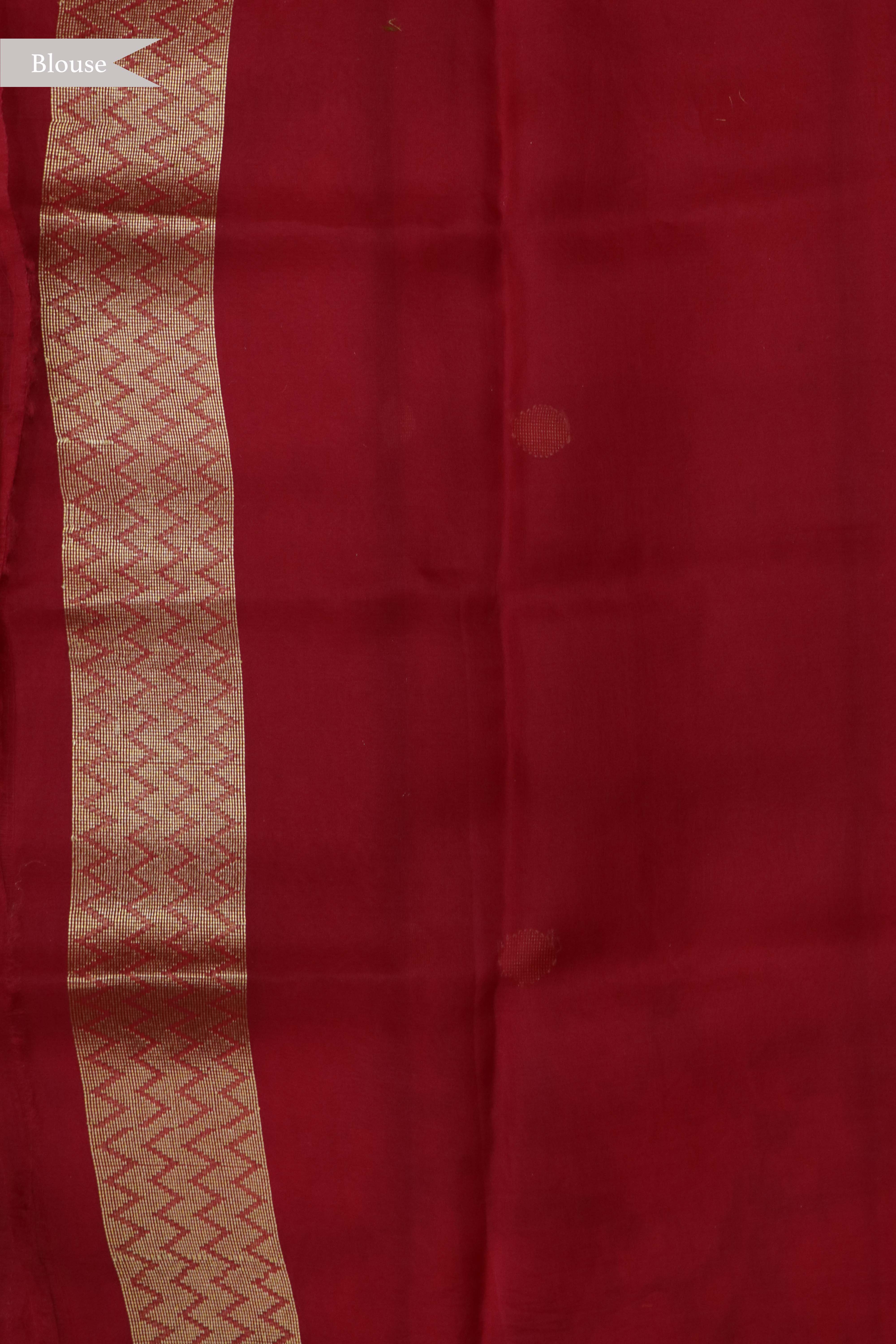 Rust Banarasi Kora Silk Saree