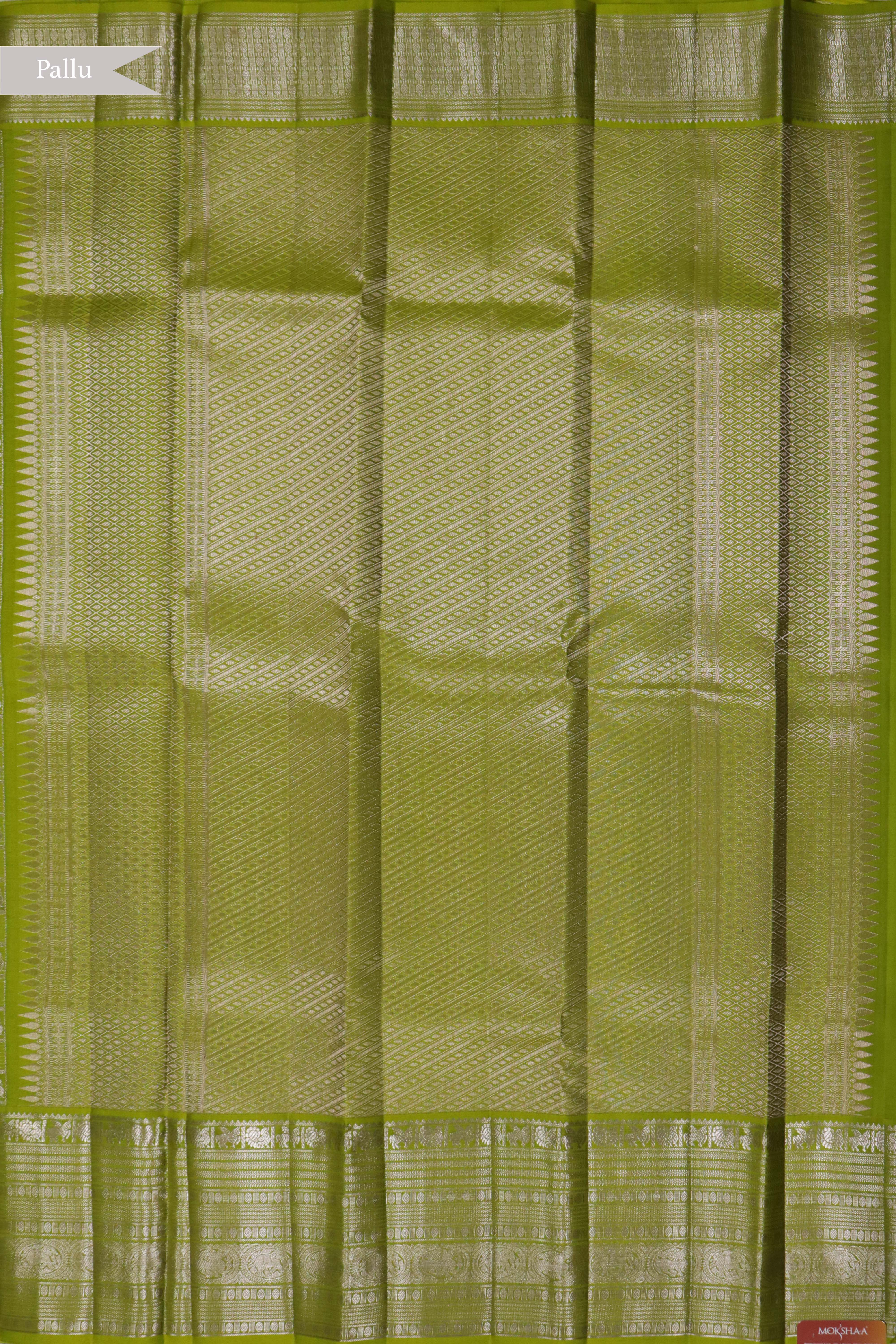 Lime Green Kanchivaram Silk Saree