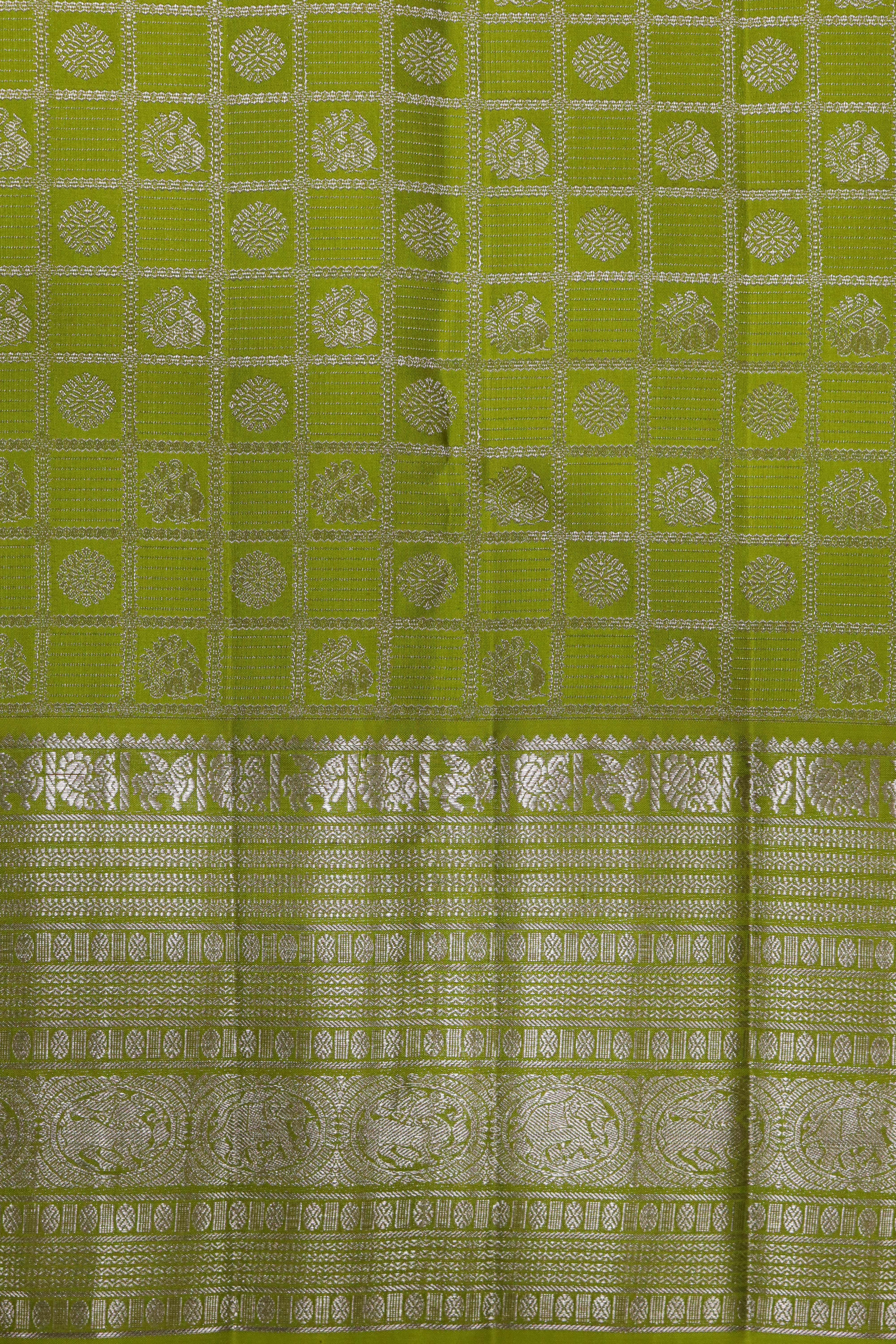 Lime Green Kanchivaram Silk Saree