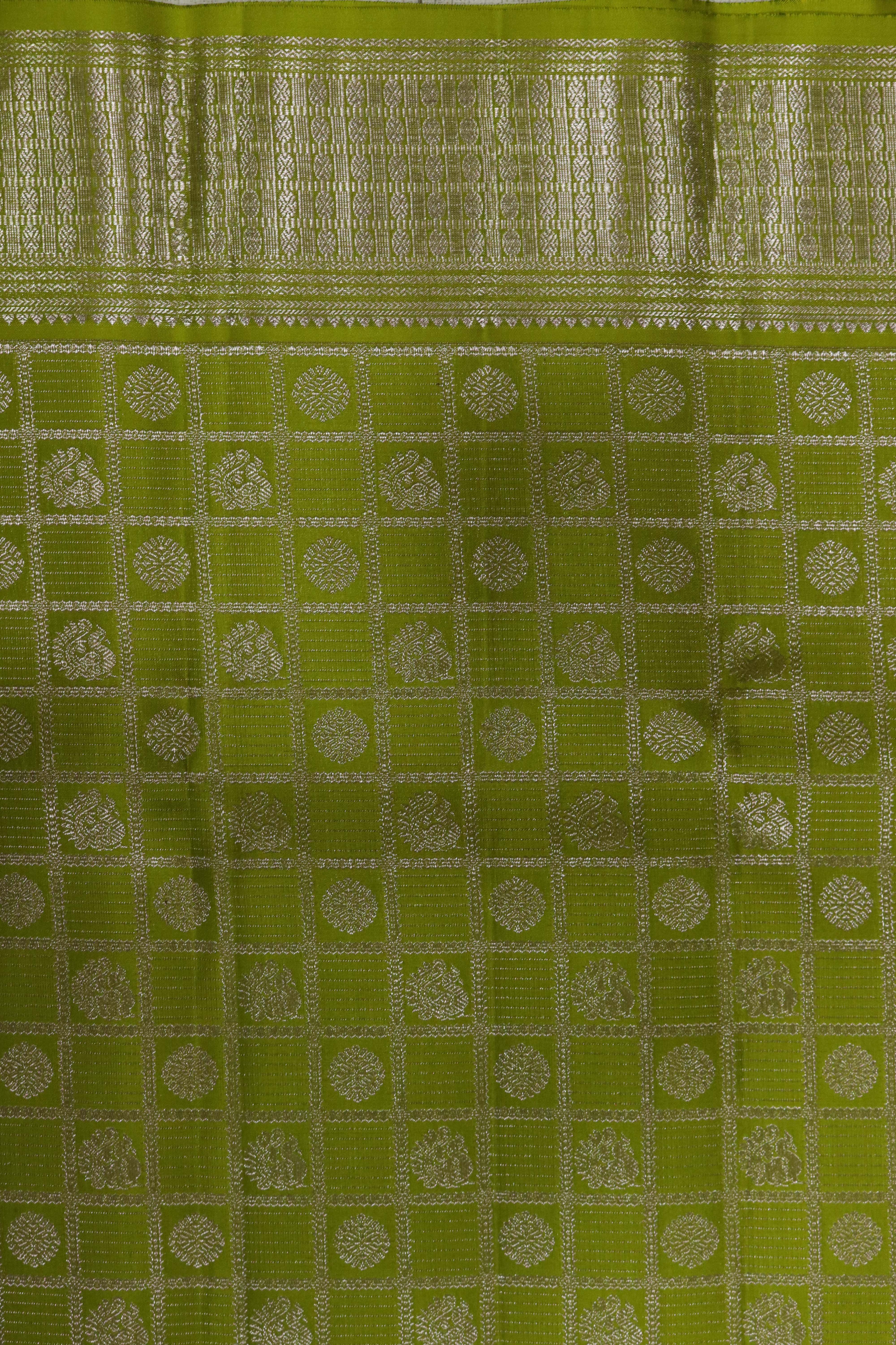 Lime Green Kanchivaram Silk Saree