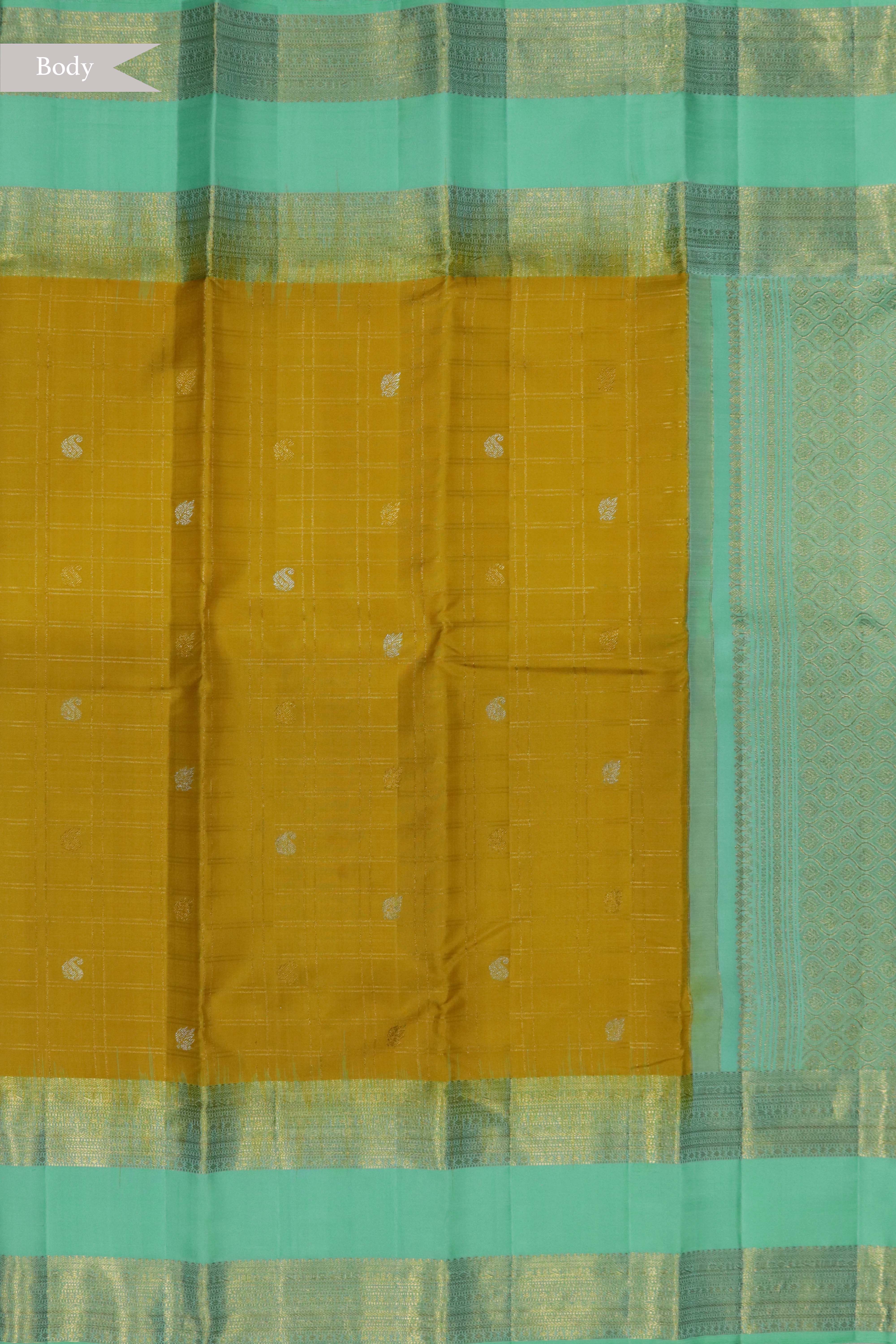 Mustard Yellow Kanchivaram Silk Saree