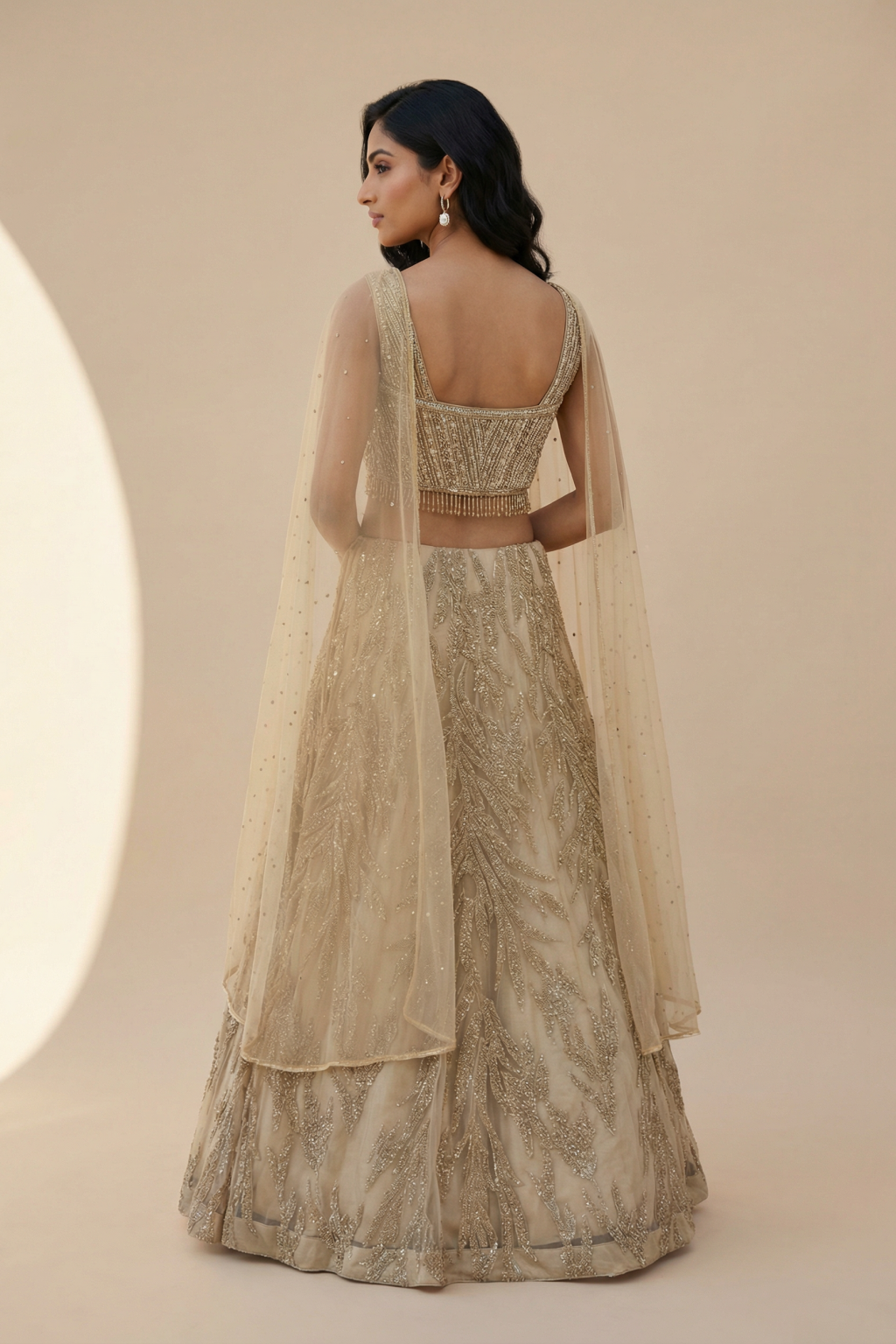 Champagne Gold Corset Blouse Lehenga Set