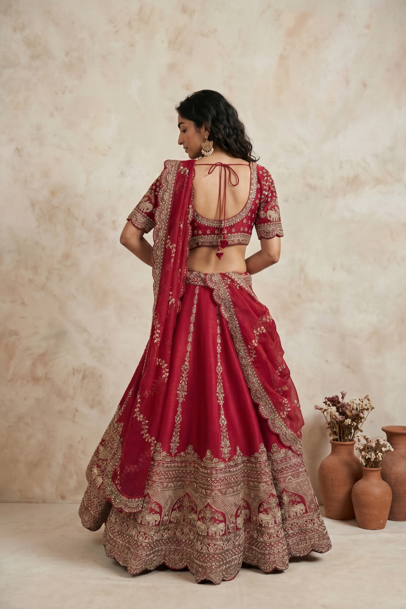 Royal Red Raw Silk Bridal Lehenga